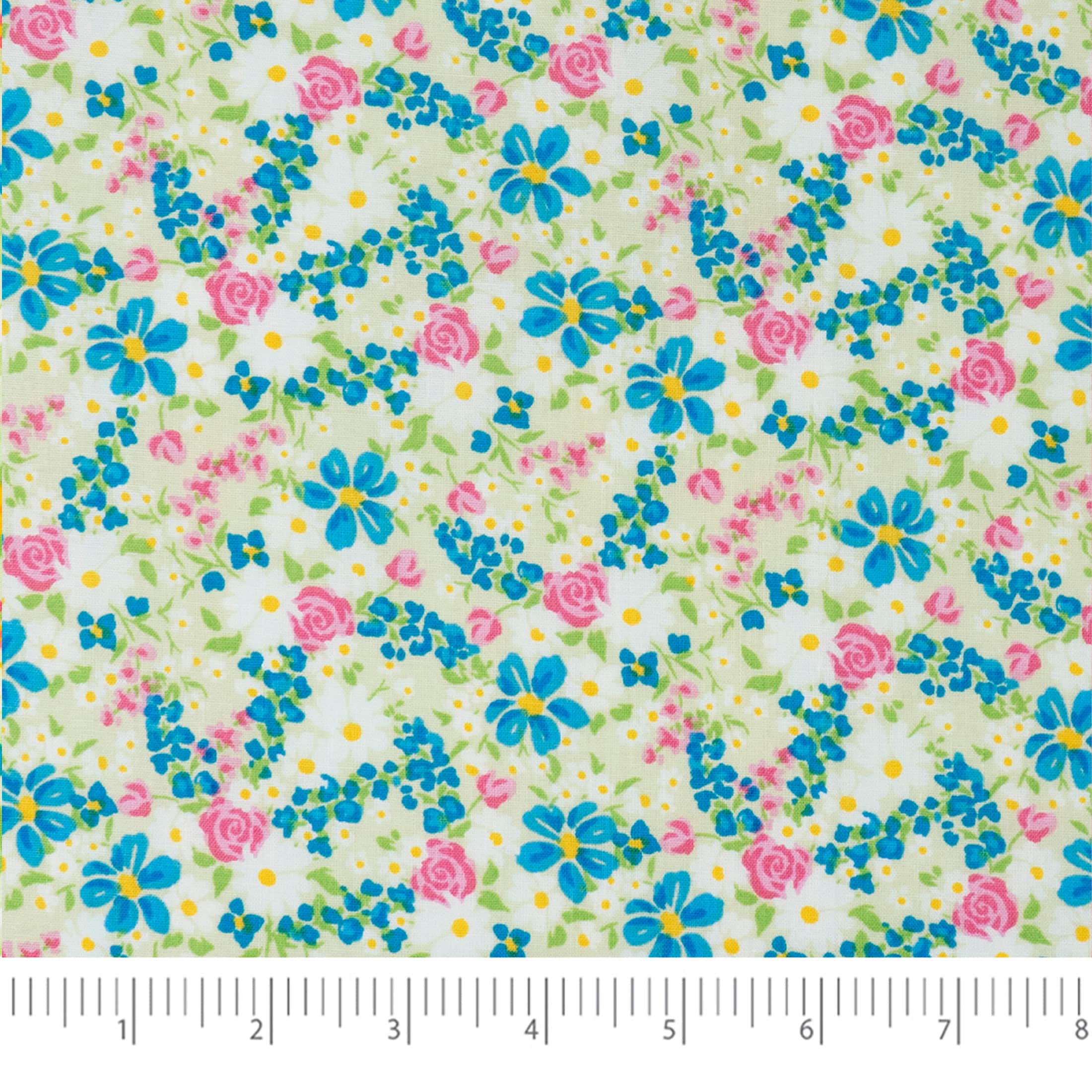 SINGER Pink Green Spring Print Ringspun Cotton Fabric Bundle