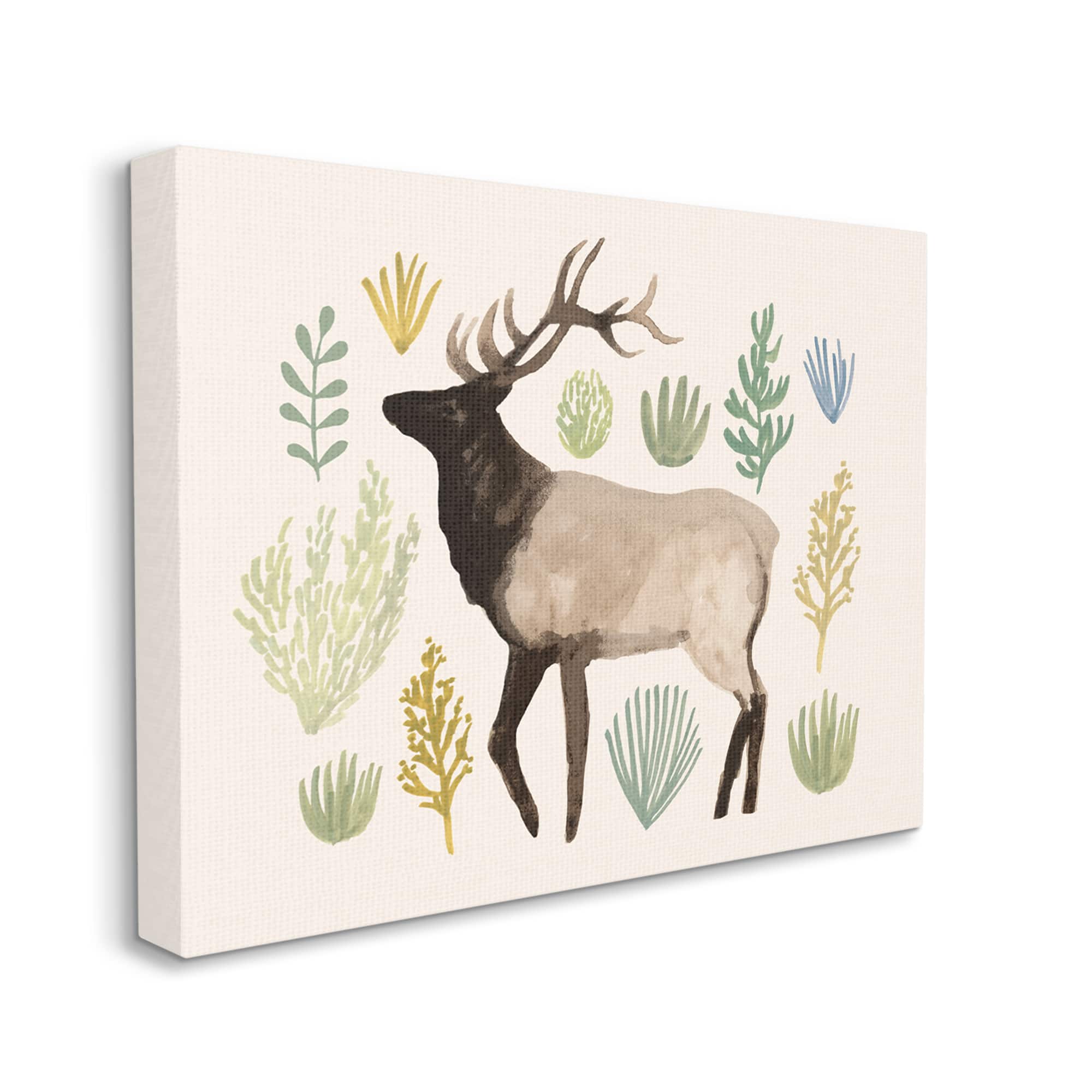 Stupell Industries Southwestern Elk Yellow Green Vegetation Noble Animal Canvas Wall Art