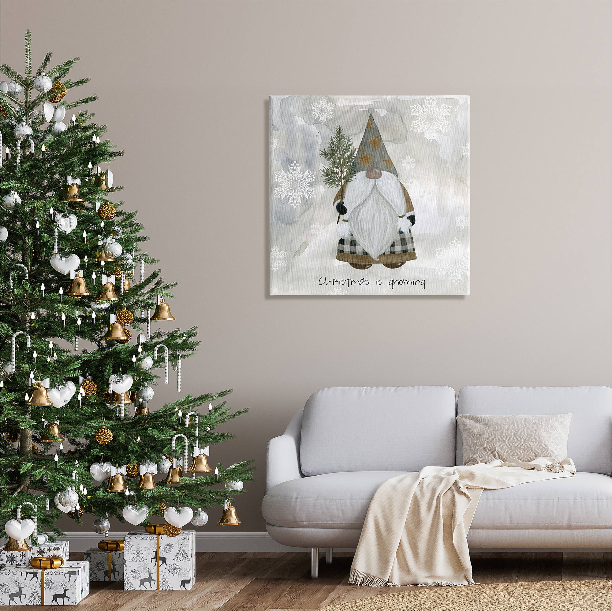 Stupell Industries Christmas Is Gnoming Holiday Pattern Canvas Wall Art