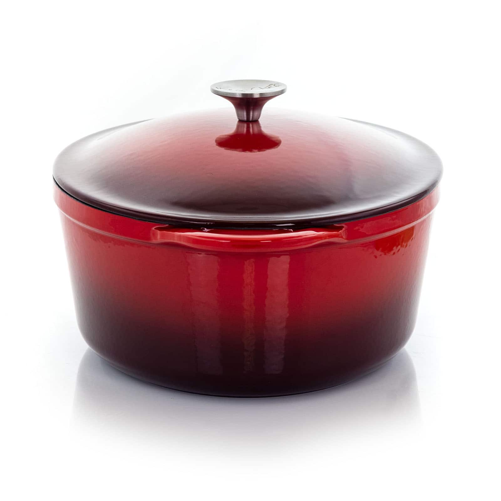 MegaChef 7qt. Red Oval Enameled Cast Iron Casserole