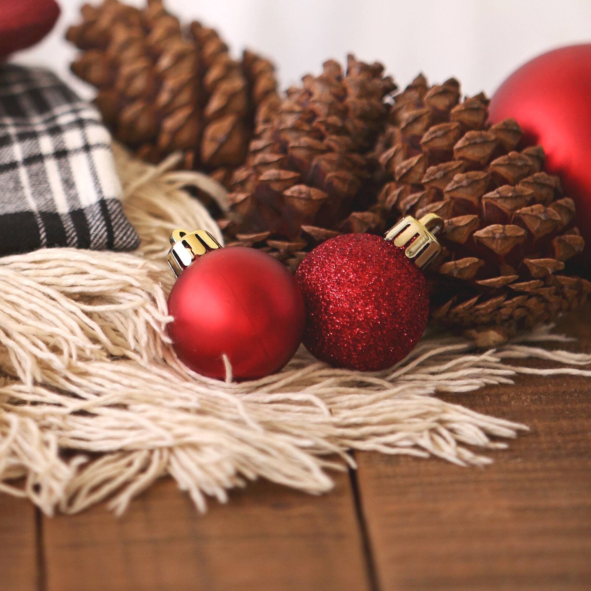 96ct. 1.5" 4-Finish Red Shatterproof Ball Ornaments