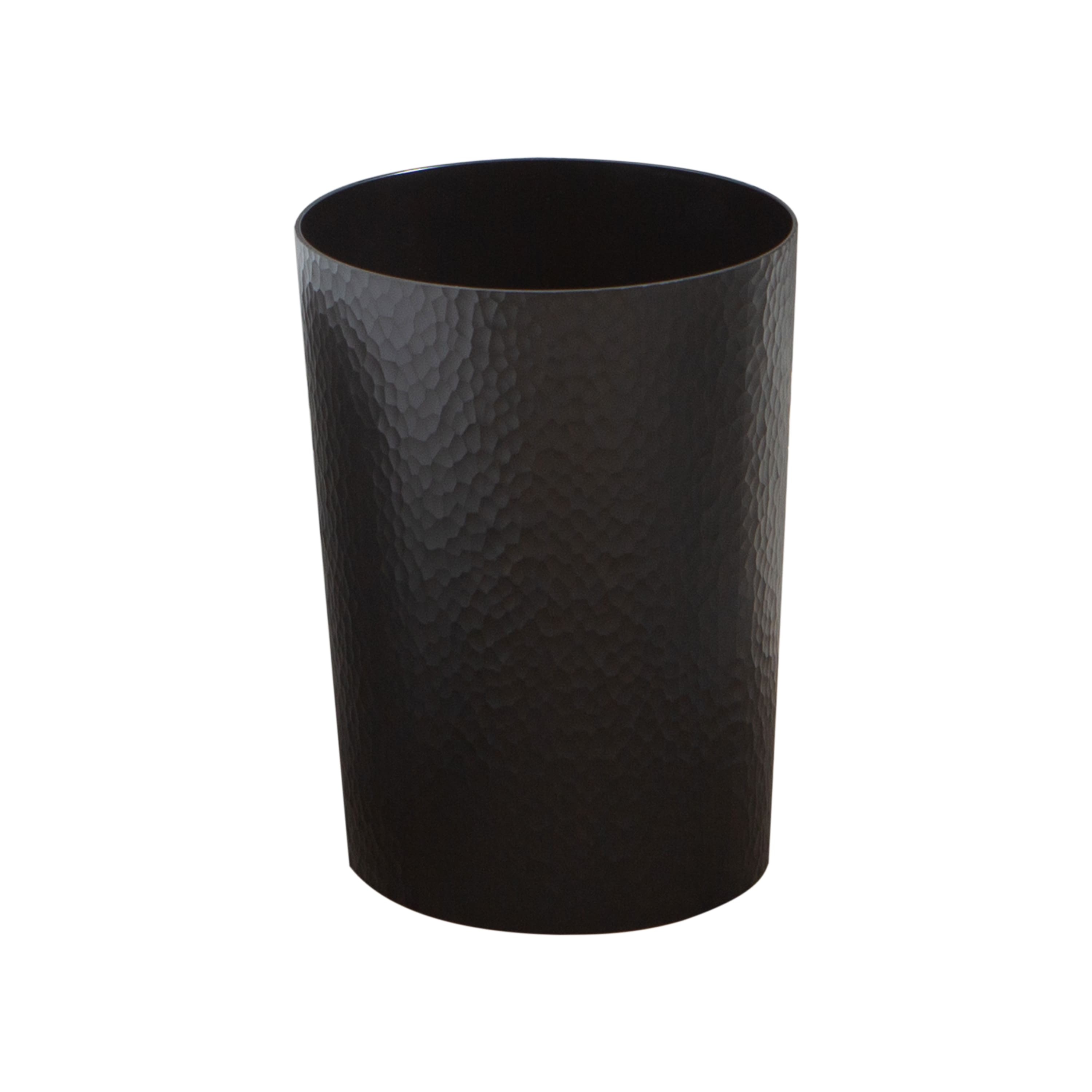 Bath Bliss Black Hammered Textured Trash Can