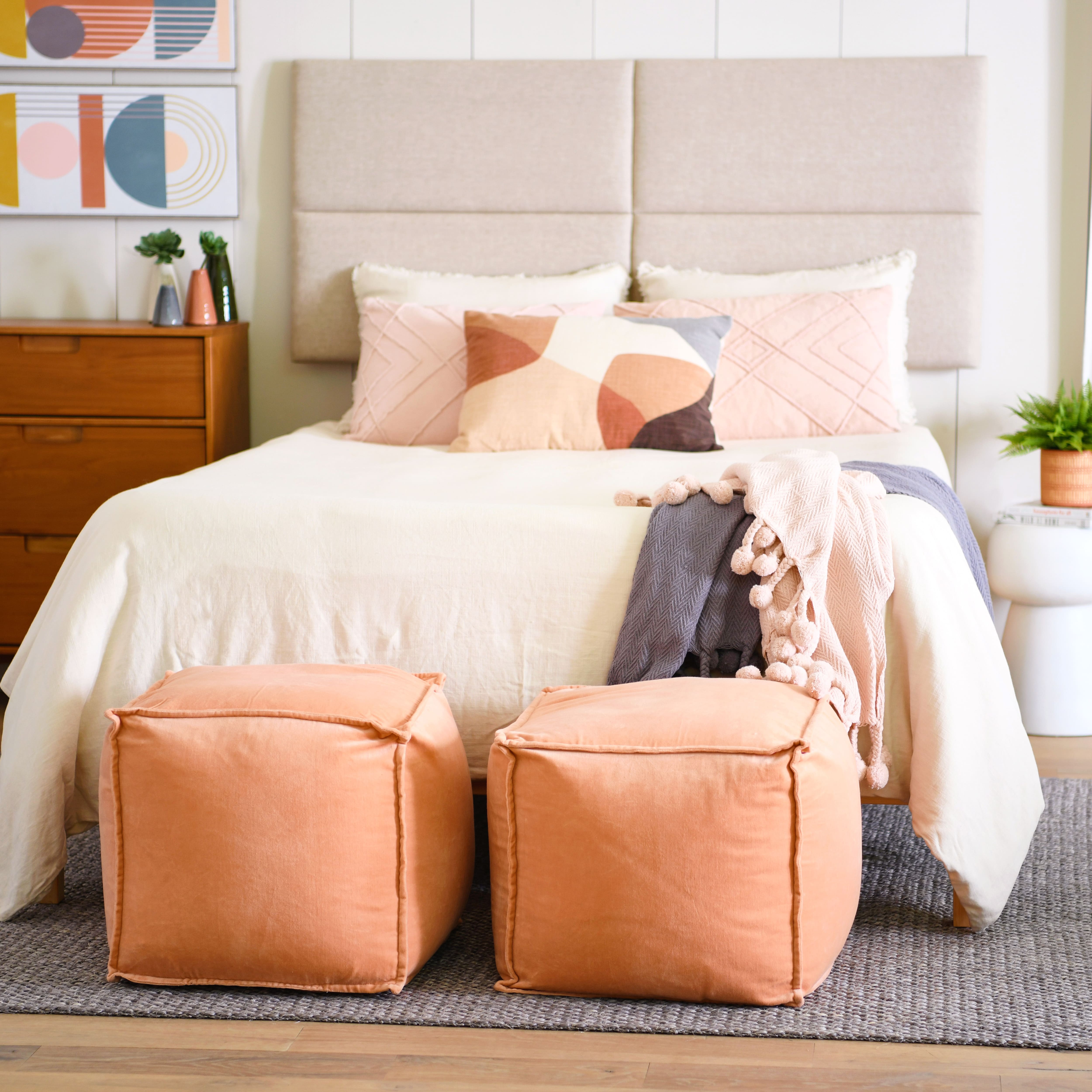 Hello Honey® Embroidered Cotton Geometric Lumbar Pillow