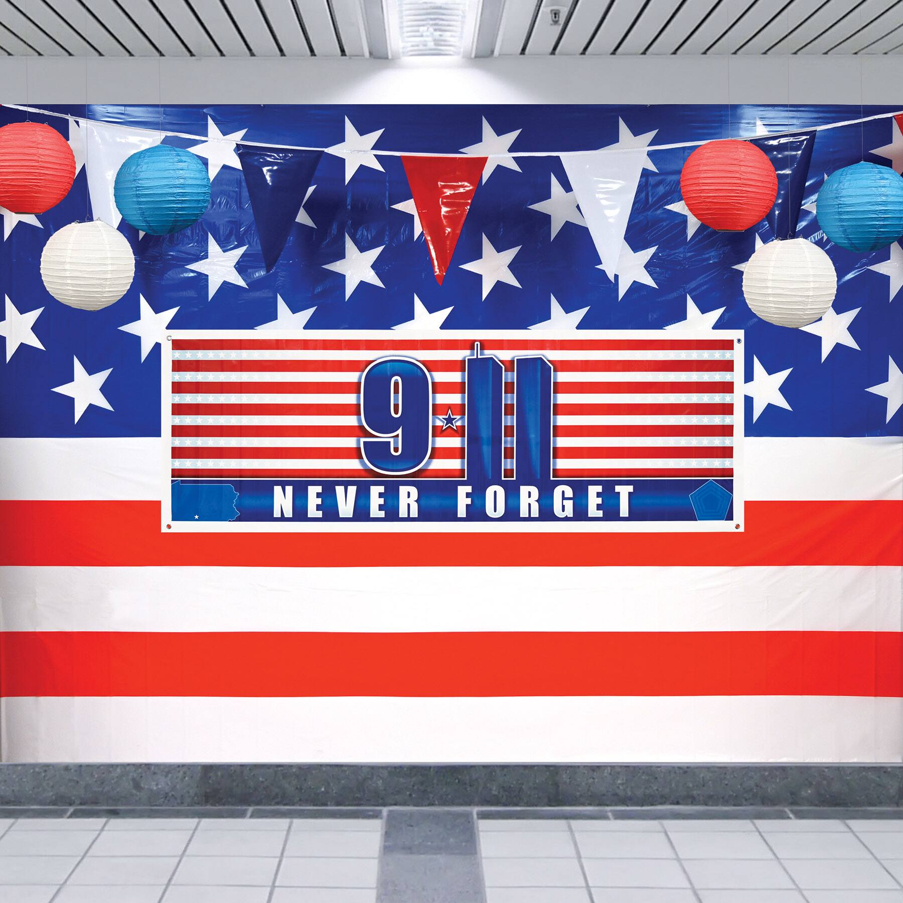 Beistle 5ft. x 21" 9/11 Never Forget Sign Banner