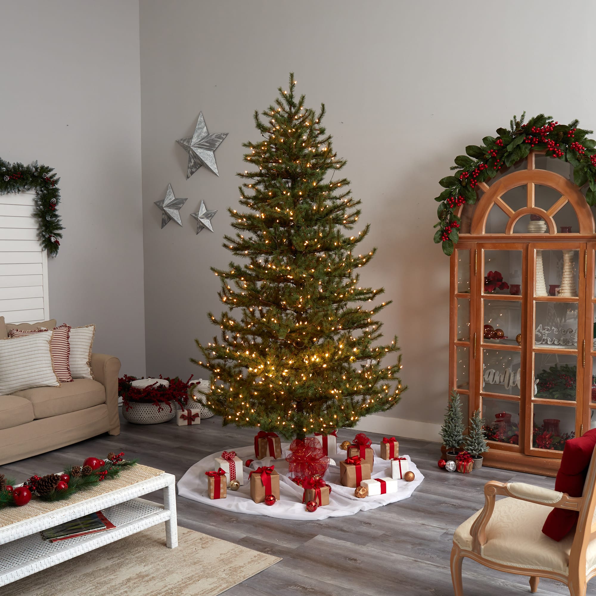 9ft. Pre-Lit Vancouver Mountain Pine Artificial Christmas Tree, Clear Lights