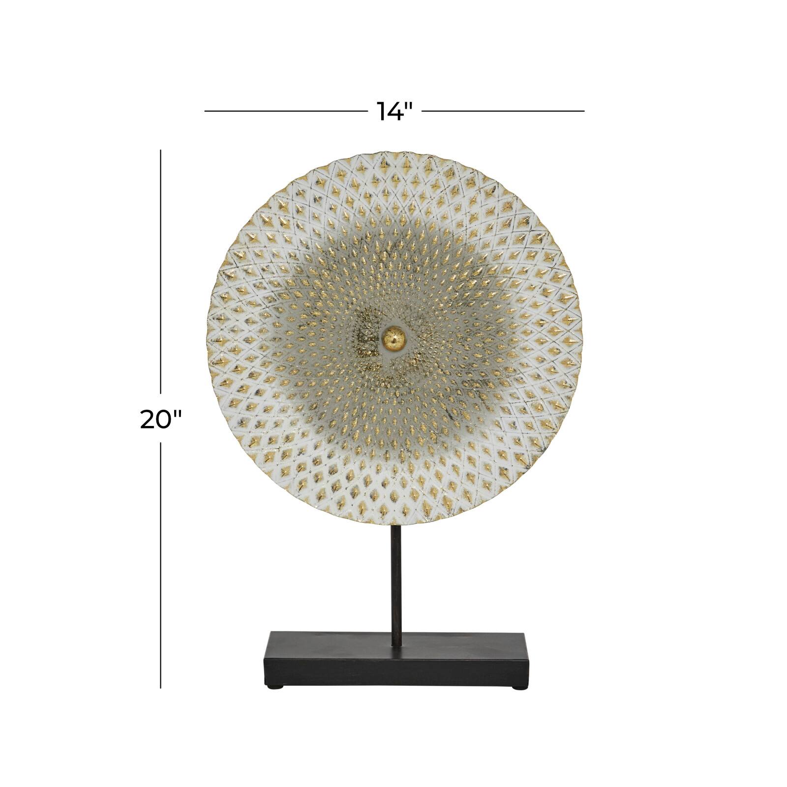 20" Gray & Gold Metal Mandala Sculpture