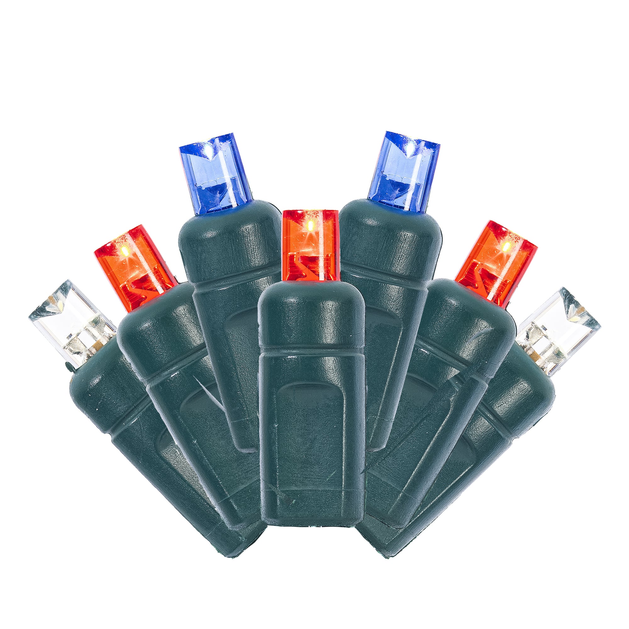 Vickerman 50ct. Red, White & Blue Wide Angle Single Mold End-Connecting Coaxial Non-Rectified LED Light Set String