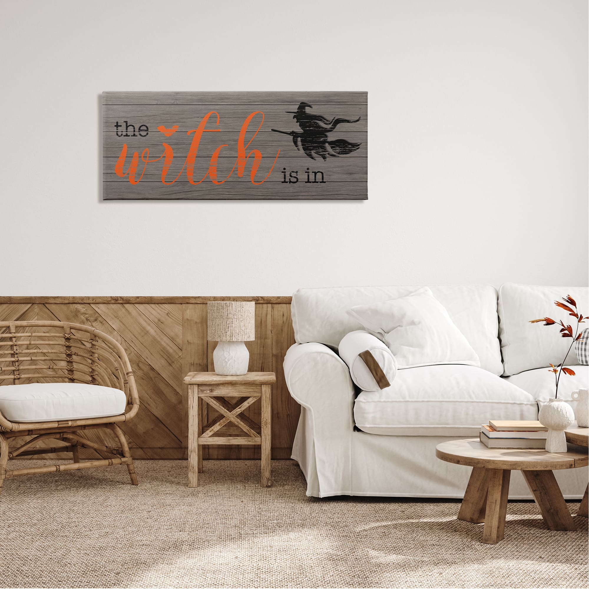 Stupell Industries The Witch Is In Halloween Sign Canvas Wall Art