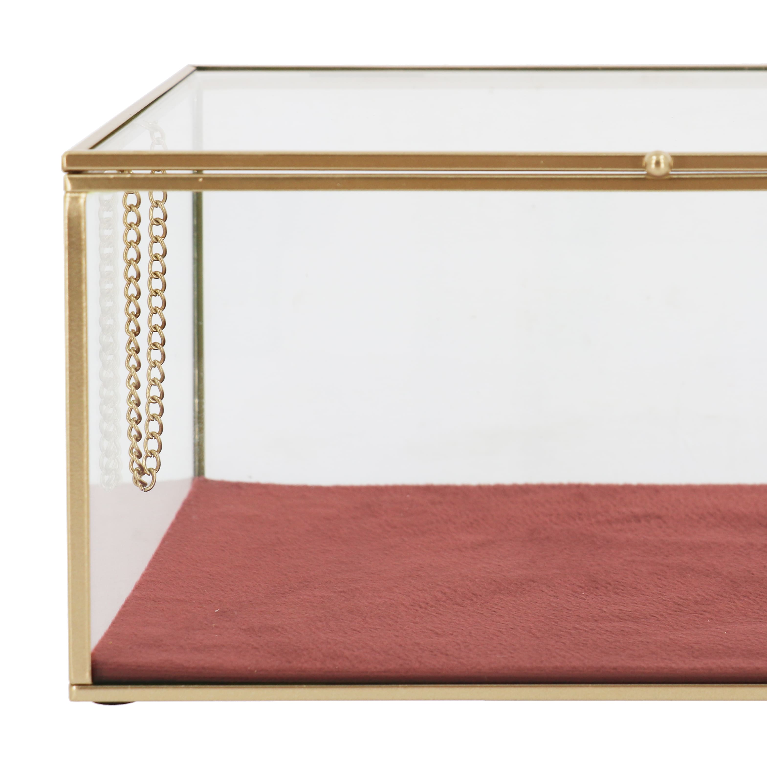 Pink Velvet Decorative Glass Box by Ashland®