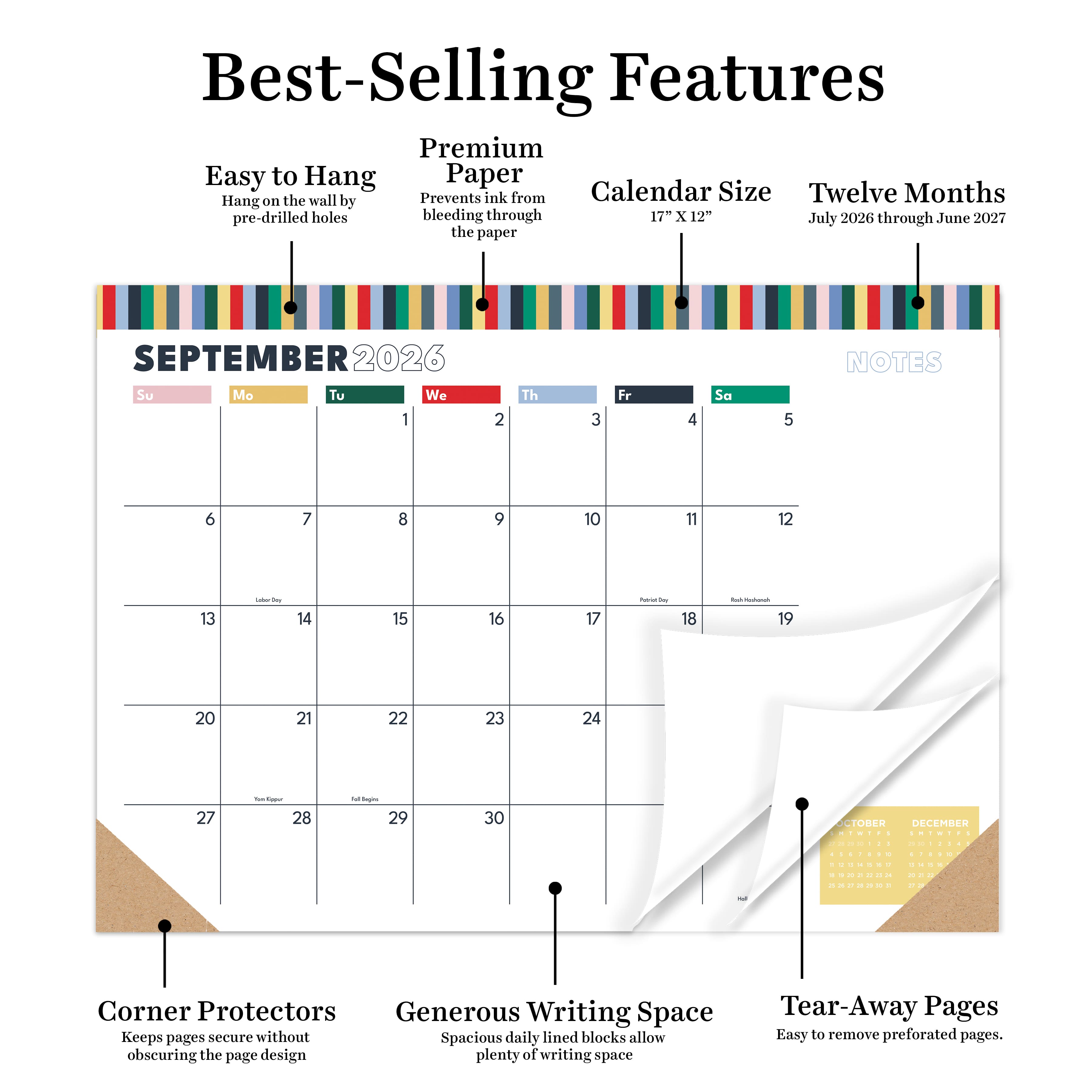 TF Publishing 2026-27 Long Weekend Desk Pad Monthly Blotter Calendar