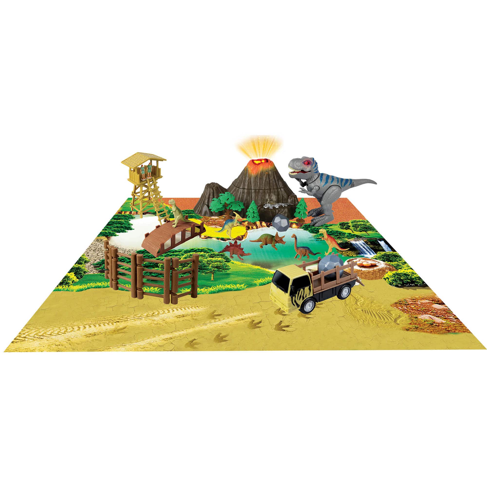 Red Box Toy Light & Sounds Pre-Historic Times: Large Dinosaur Park with Walking T-REX
