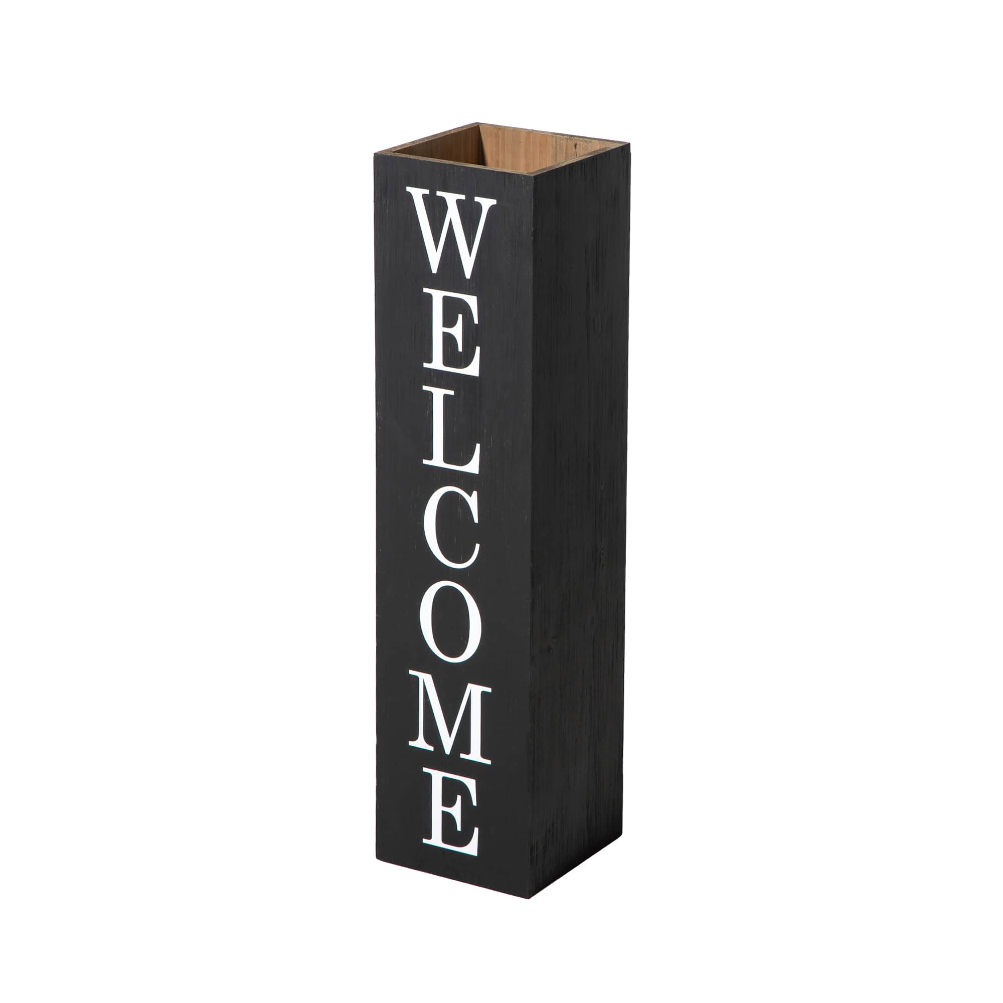 Glitzhome® 30" Black Wood Boxed Welcome Home Porch Sign