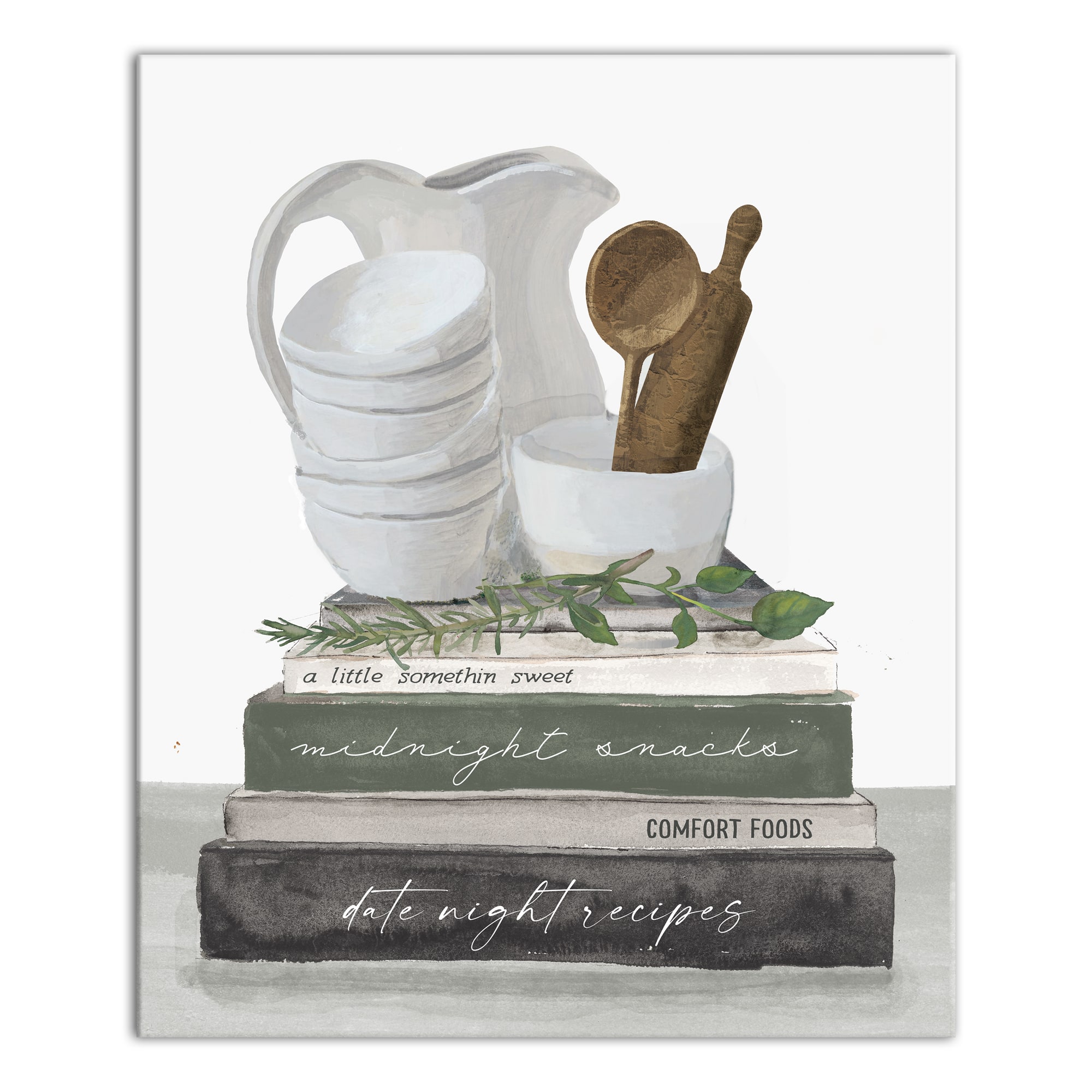 Cookbook Stack Bowls 20" x 24" Canvas Wall Art