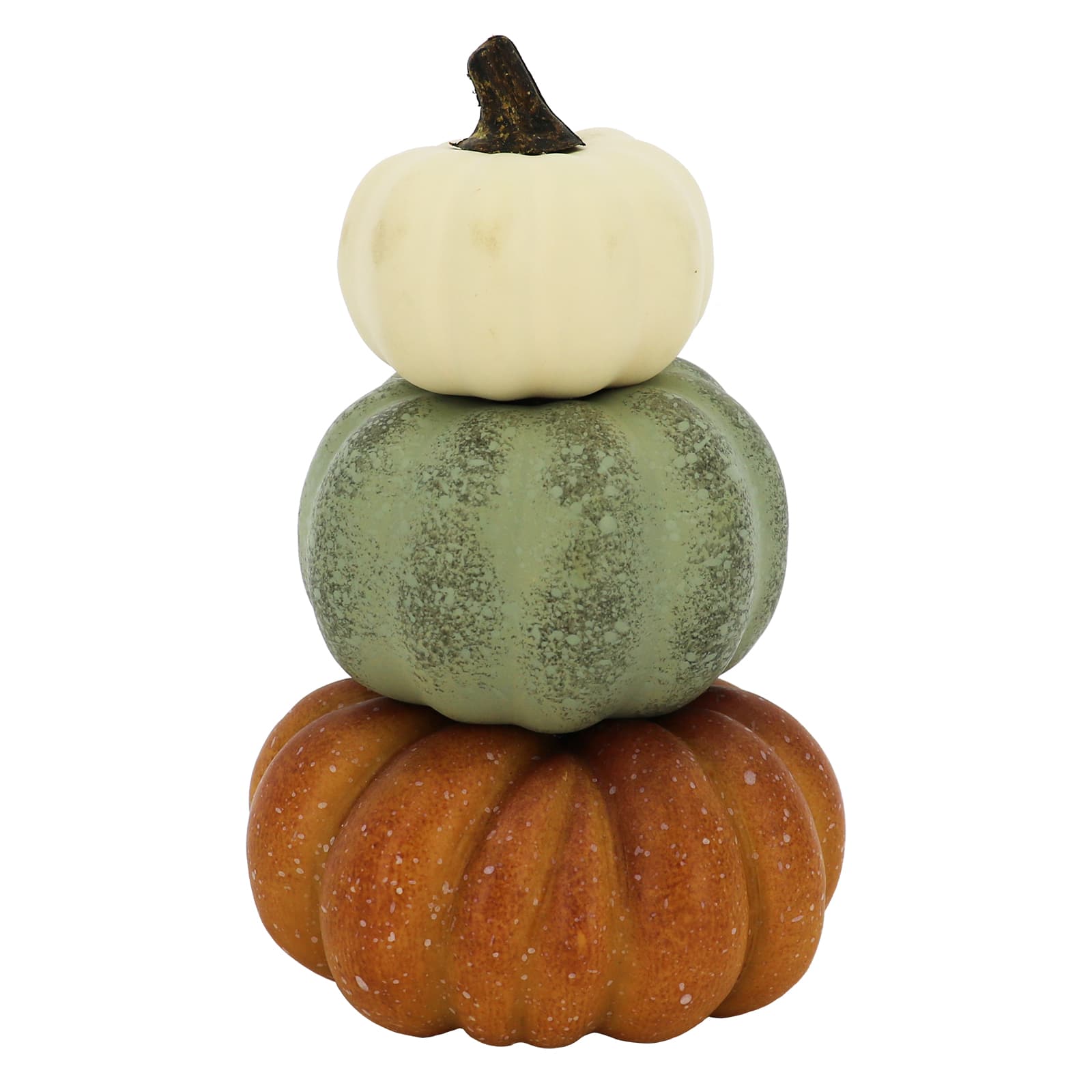6.5" Cream, Green & Brown Stacked Decorative Pumpkins by Ashland®