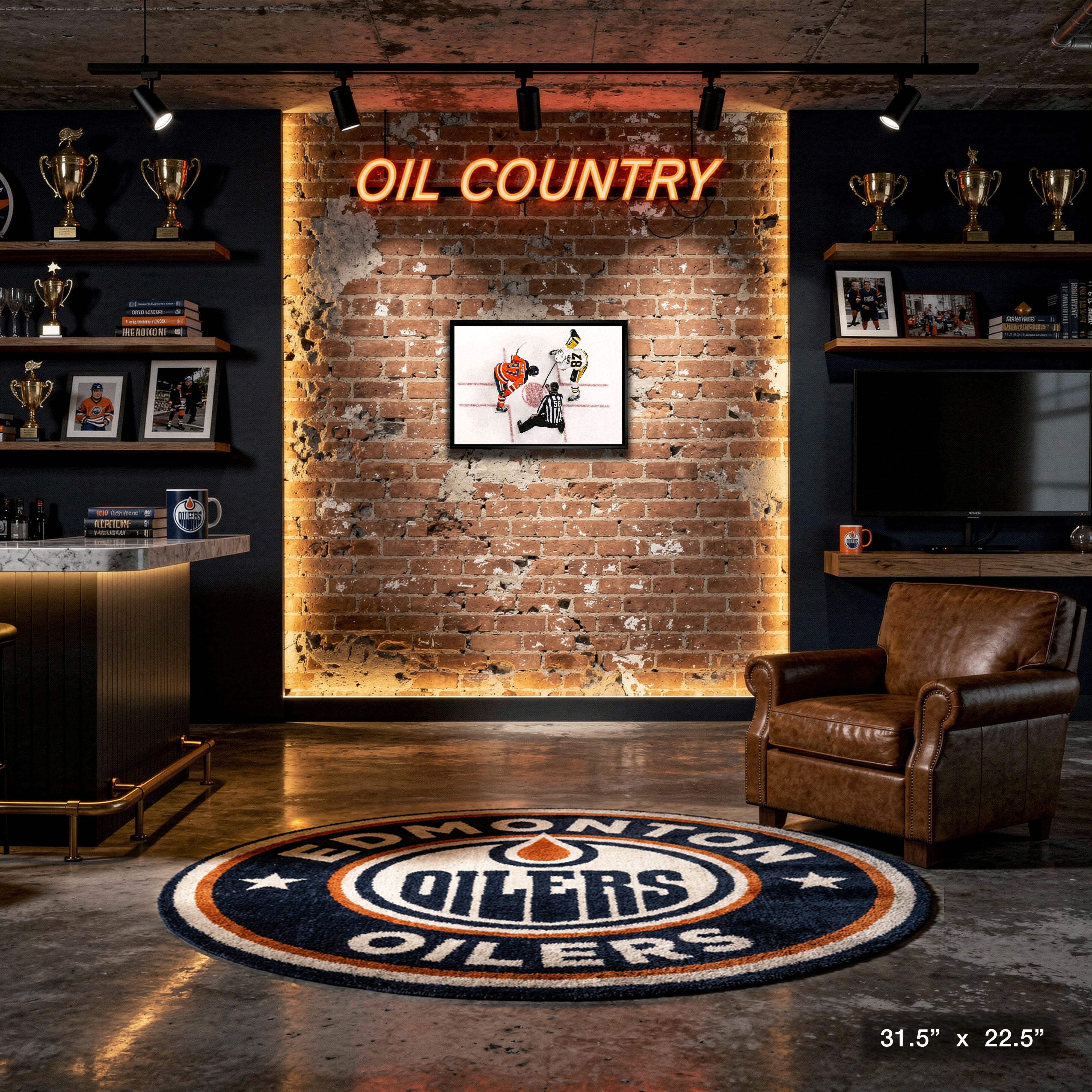 Connor McDavid and Sidney Crosby Framed 20" x 29" Overhead Face-off Canvas 31.5" x 22.5"
