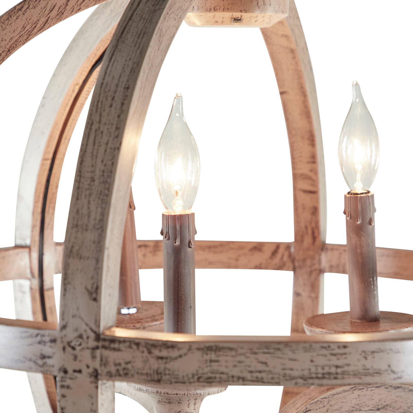 Gold Wood Rustic Caged Chandelier , 28" x 21" x 21"