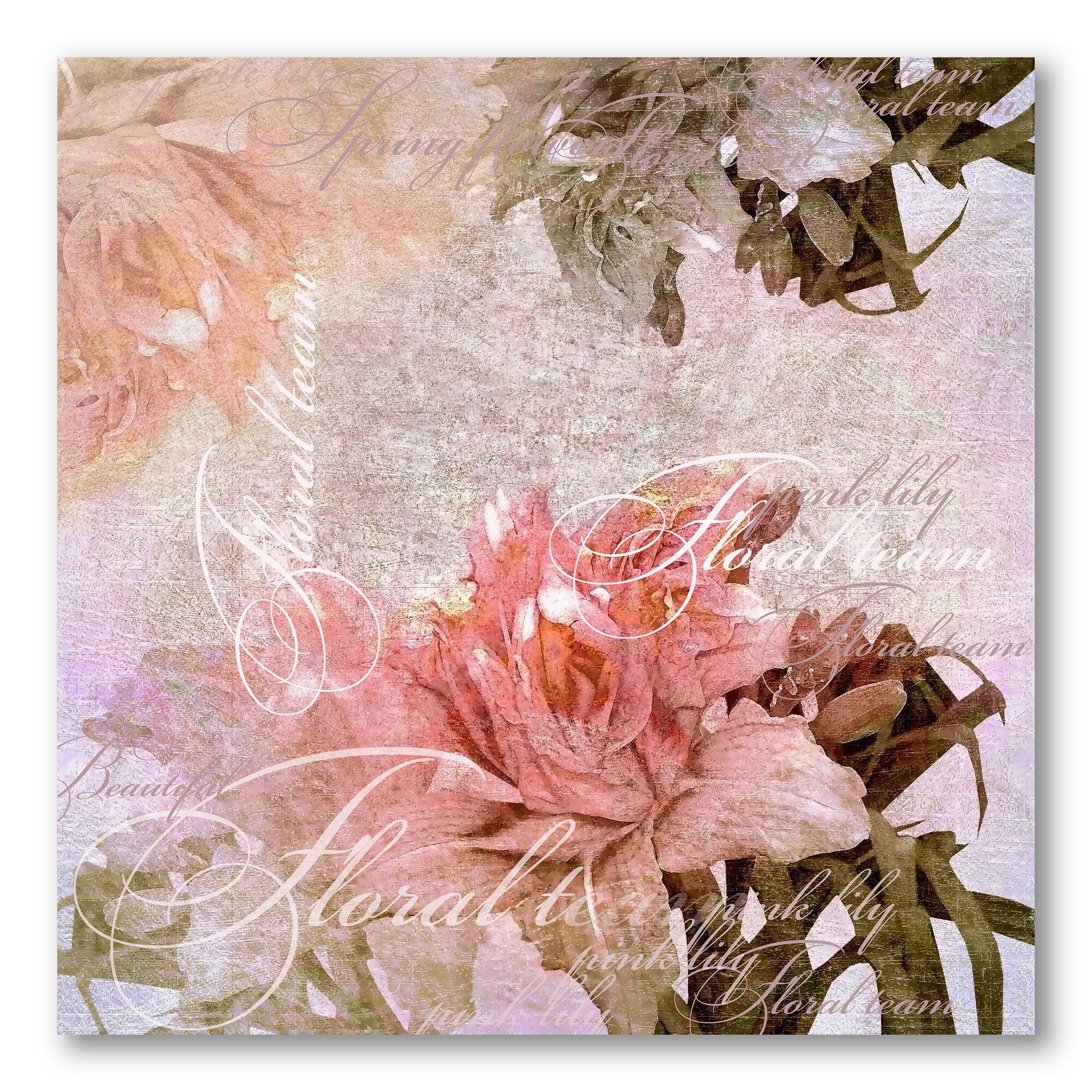 Designart - Vintage Flowers In Pastel Colours - Traditional Canvas Wall Art Print