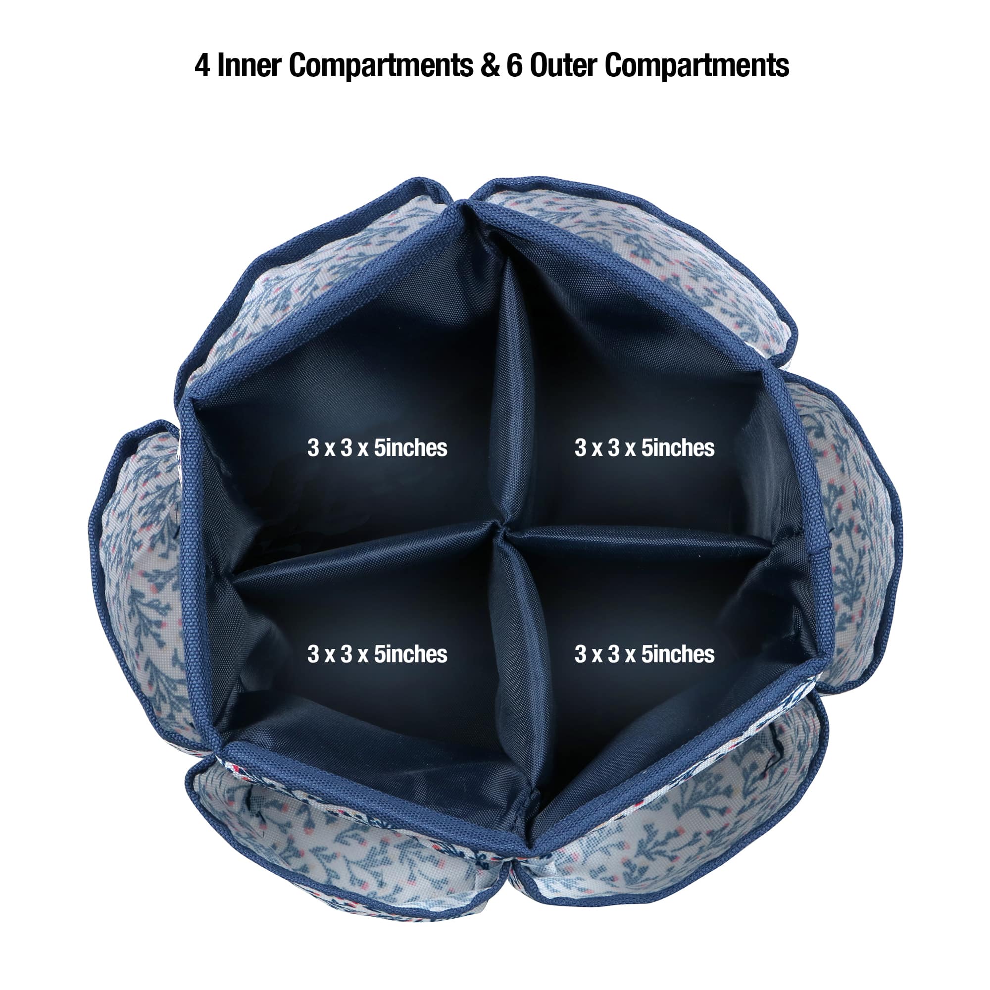 SINGER® Navy Floral Print Sewing Spinning Tabletop Organizer