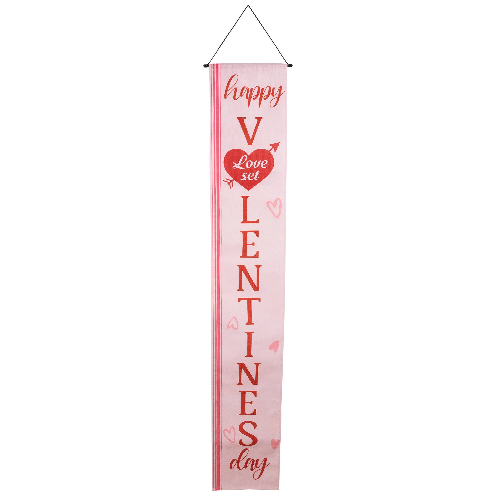 71" Welcome & Happy Valentine's Day Outdoor Door Banners Set