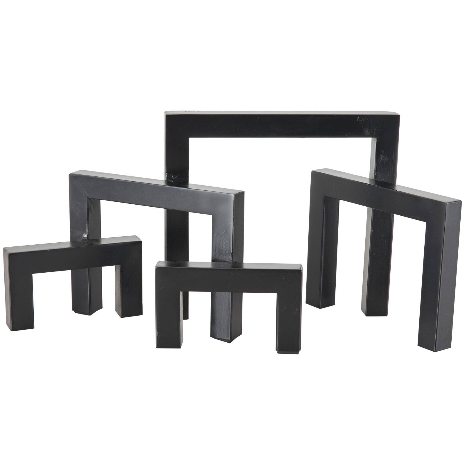 13" Black Metal Geometric Abstract Square Arched Sculpture