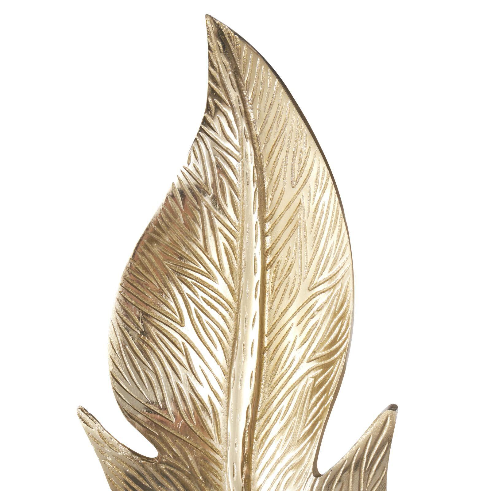 39.75" Gold Aluminum Leaf Textured Sculpture with White Marble Base
