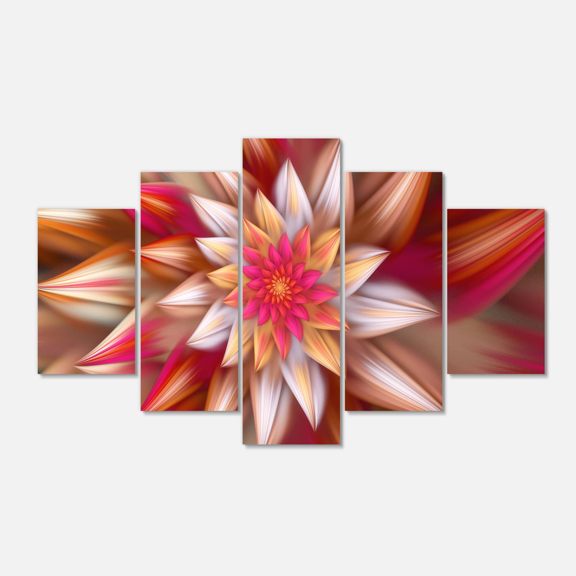 Designart - Huge Red Fractal Flower - Large Floral Canvas Art Print