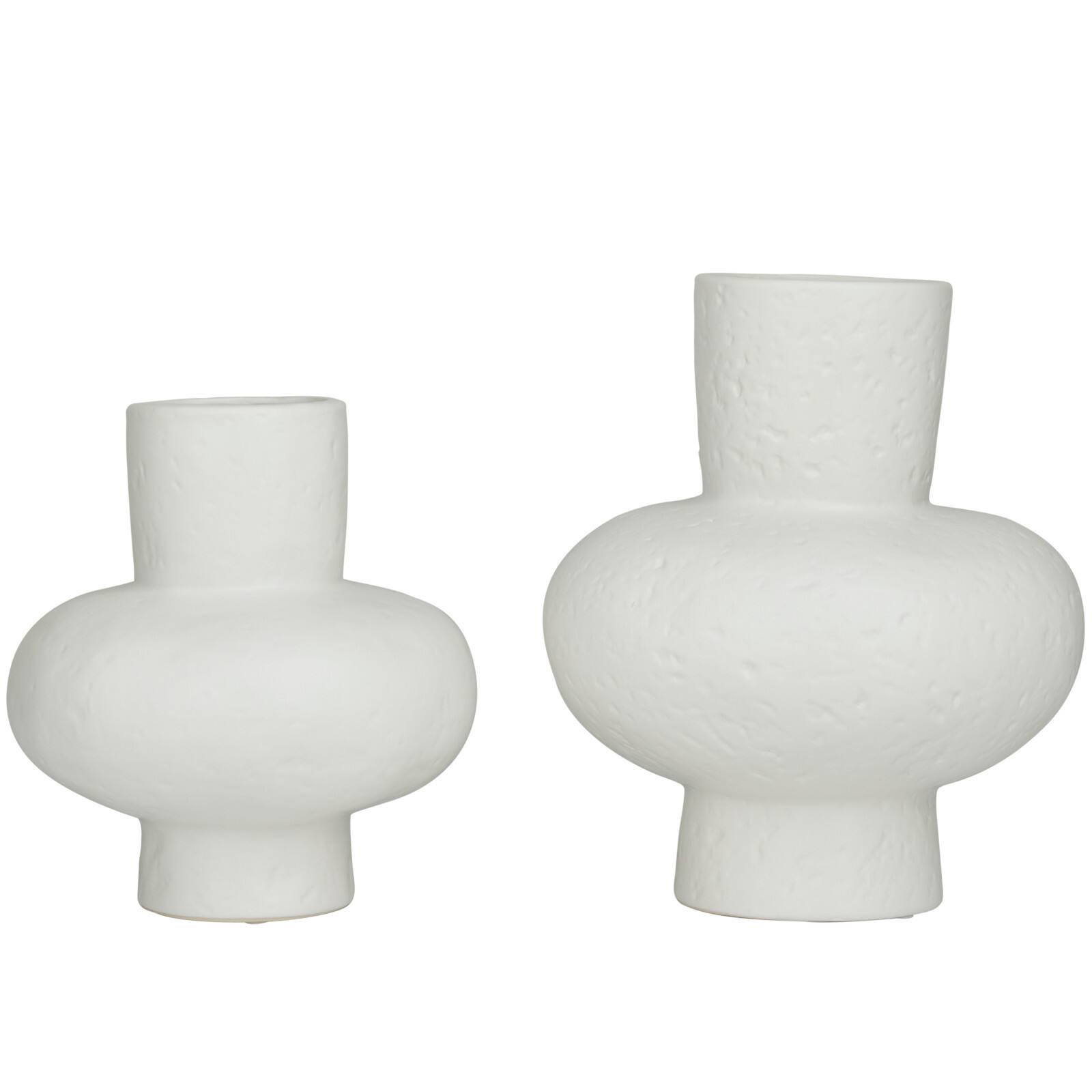 CosmoLiving by Cosmopolitan White Ceramic Gourd Style Vase Set of 2 9", 11"