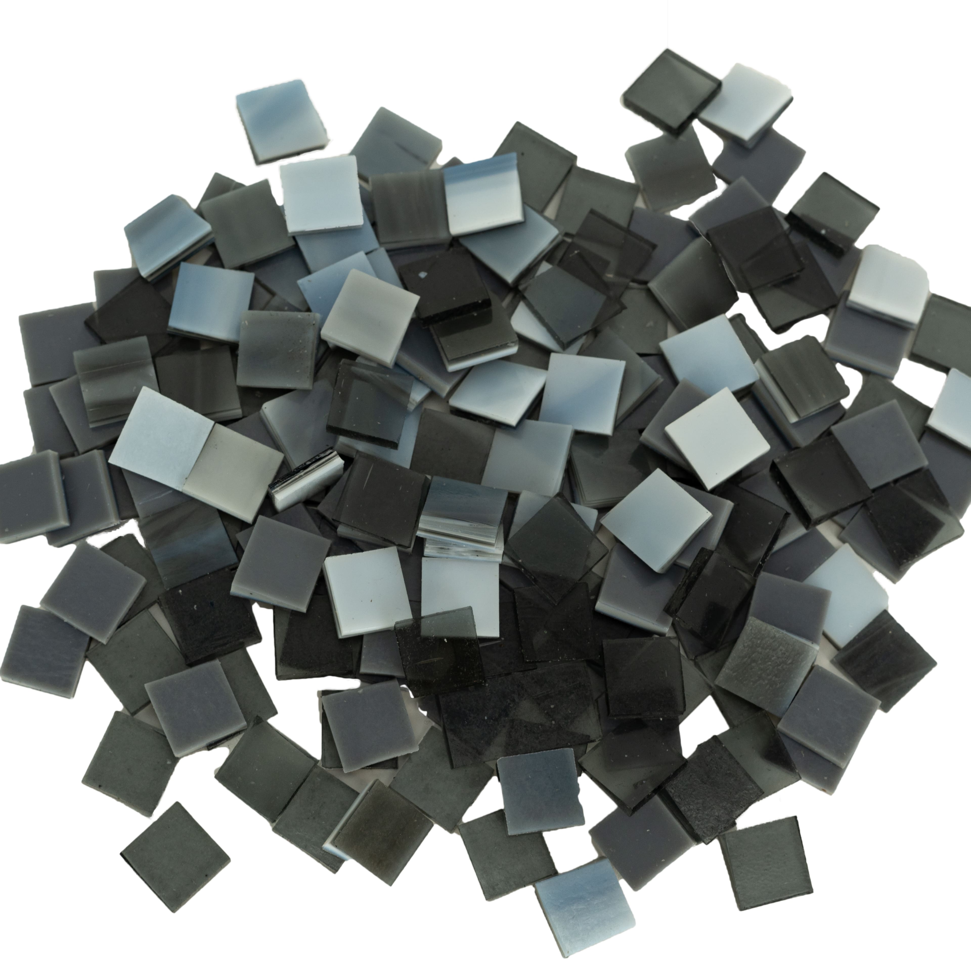Small Gray Mosaic Stained Glass Squares, 8oz.