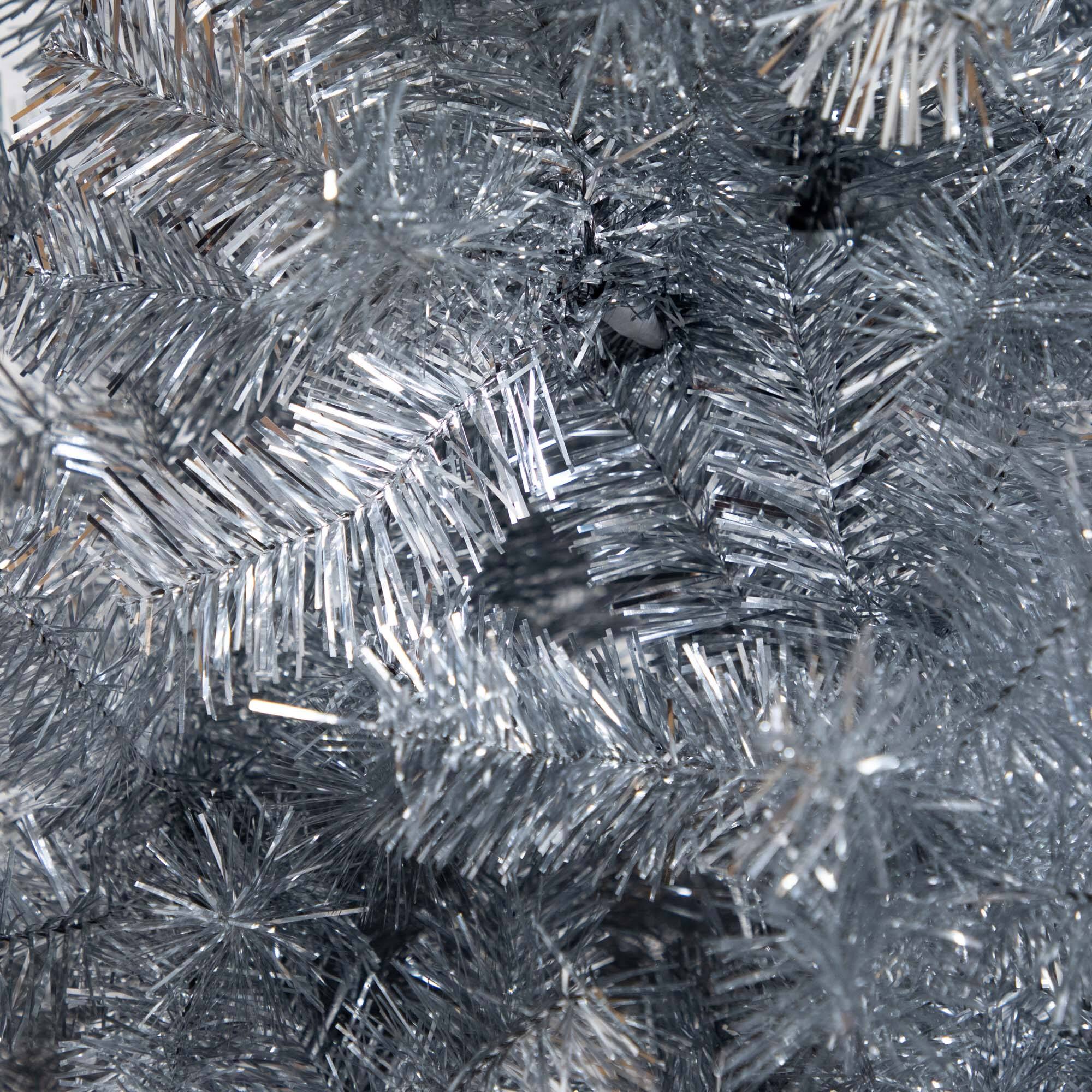5ft. Unlit Silver Tinsel Santa's Hat Artificial Christmas Tree with Star Topper
