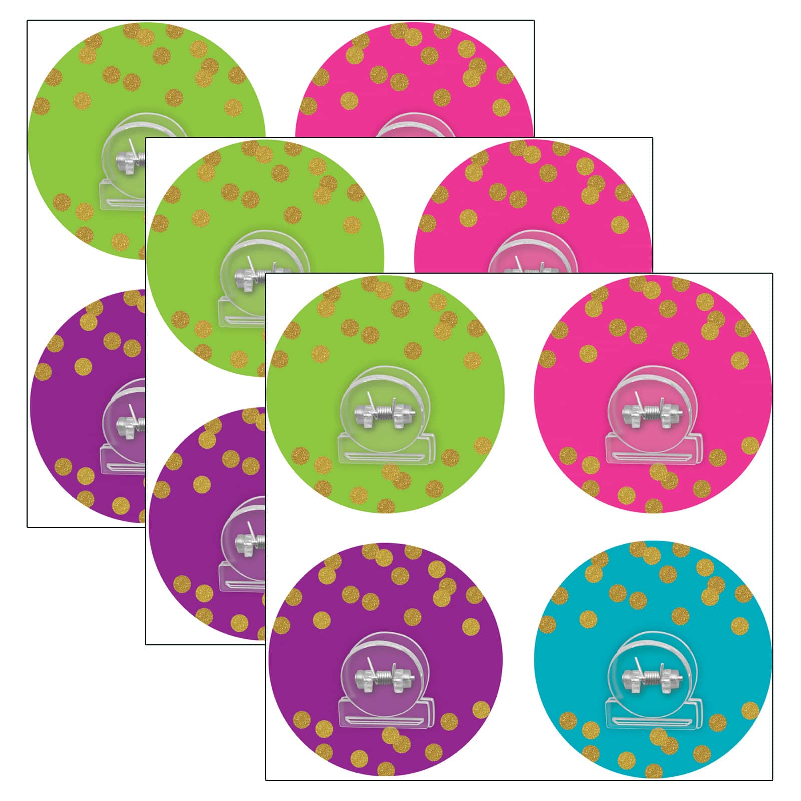 Teacher Created Resources Clingy Thingies® Confetti Clips, 3 Packs of 4