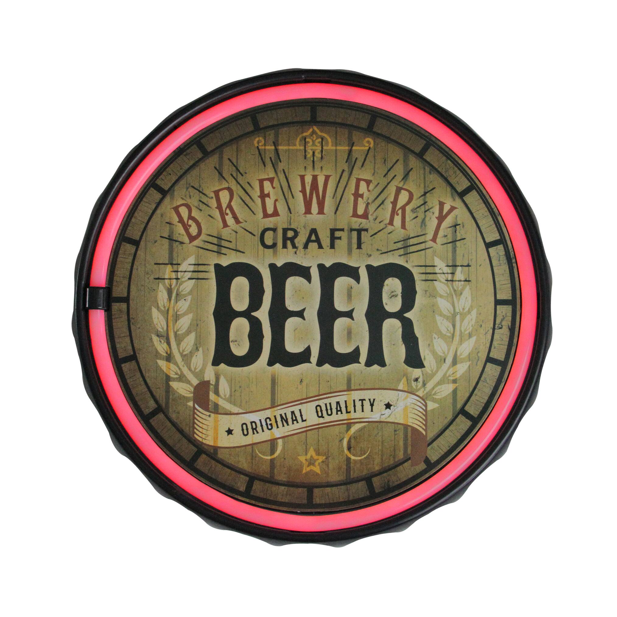 12.5" Neon LED Lighted Beer Bottle Cap Wall Sign