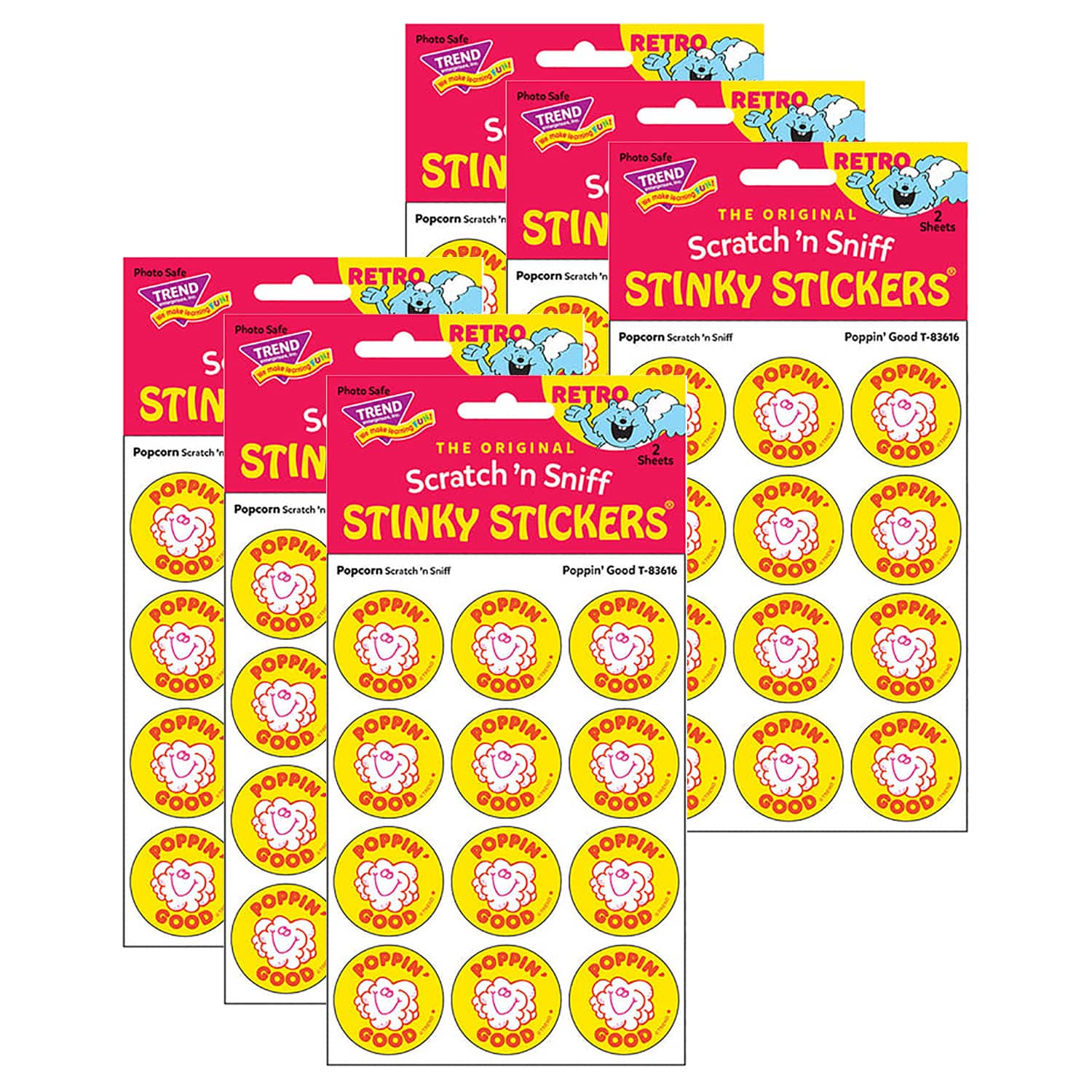 TREND Enterprises® Poppin' Good Popcorn Scented Stickers, 6 Packs of 24