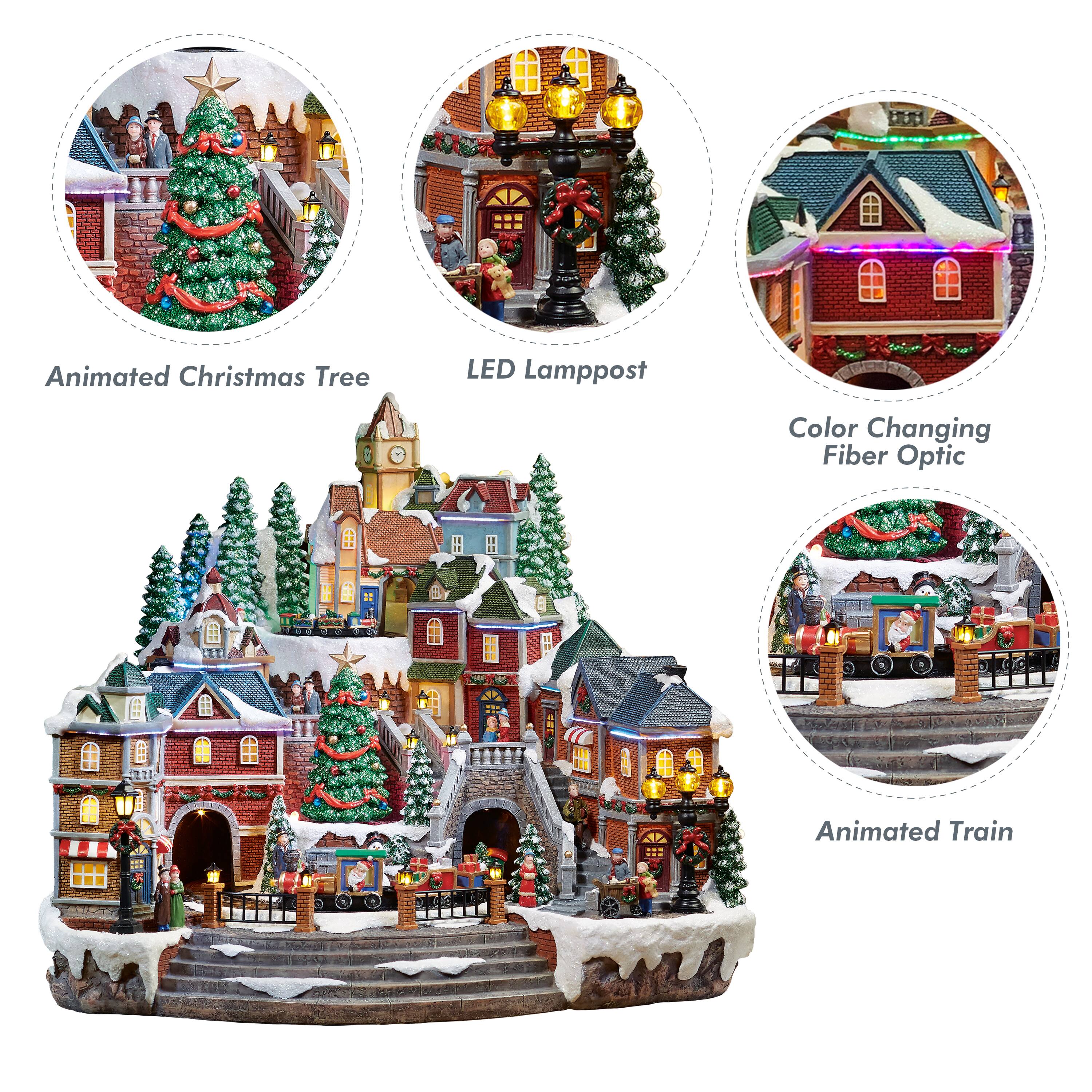 Moments in Time 14.8" Animated Tiered Village Town Centerpiece Décor