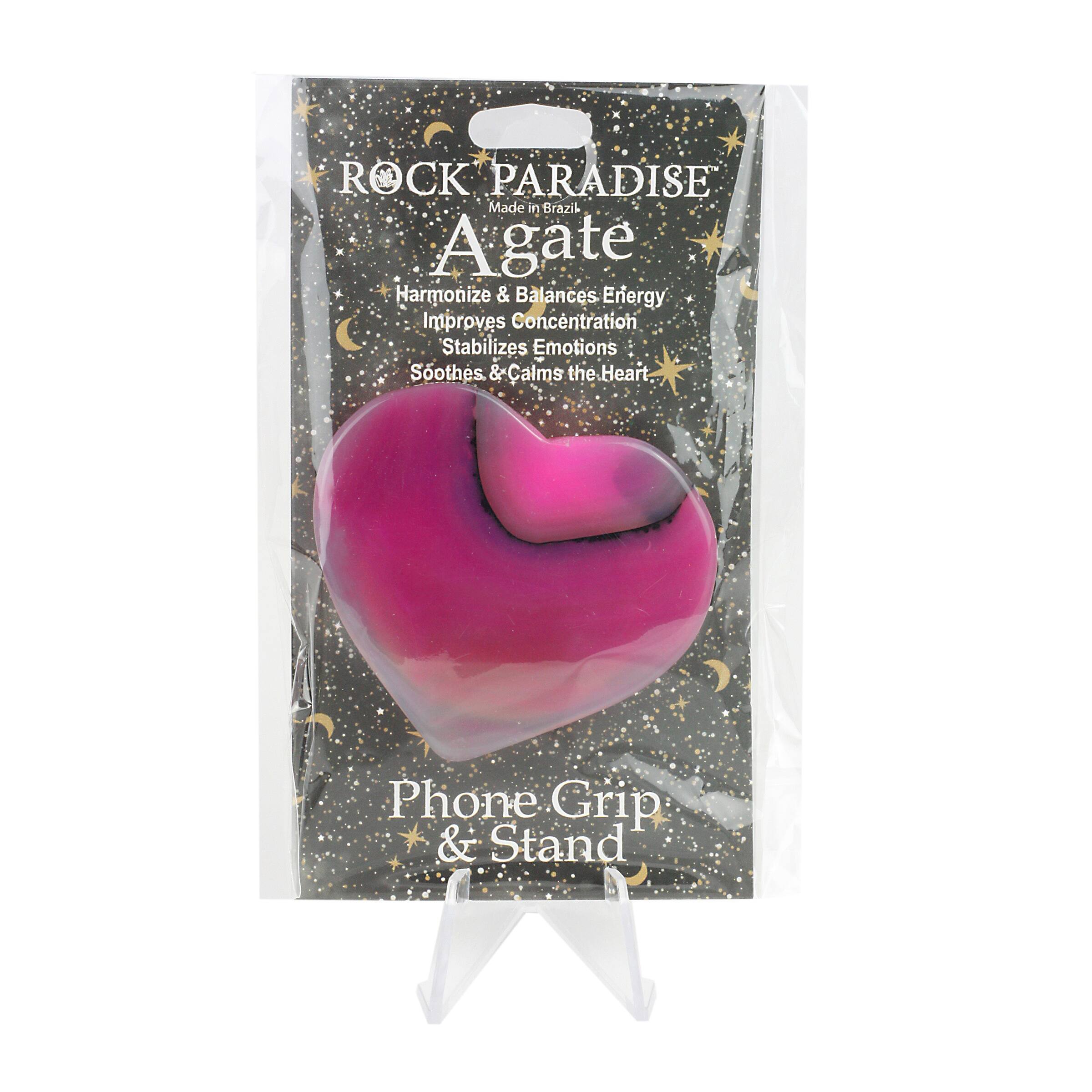Heart Shaped Agate Phone Grip
