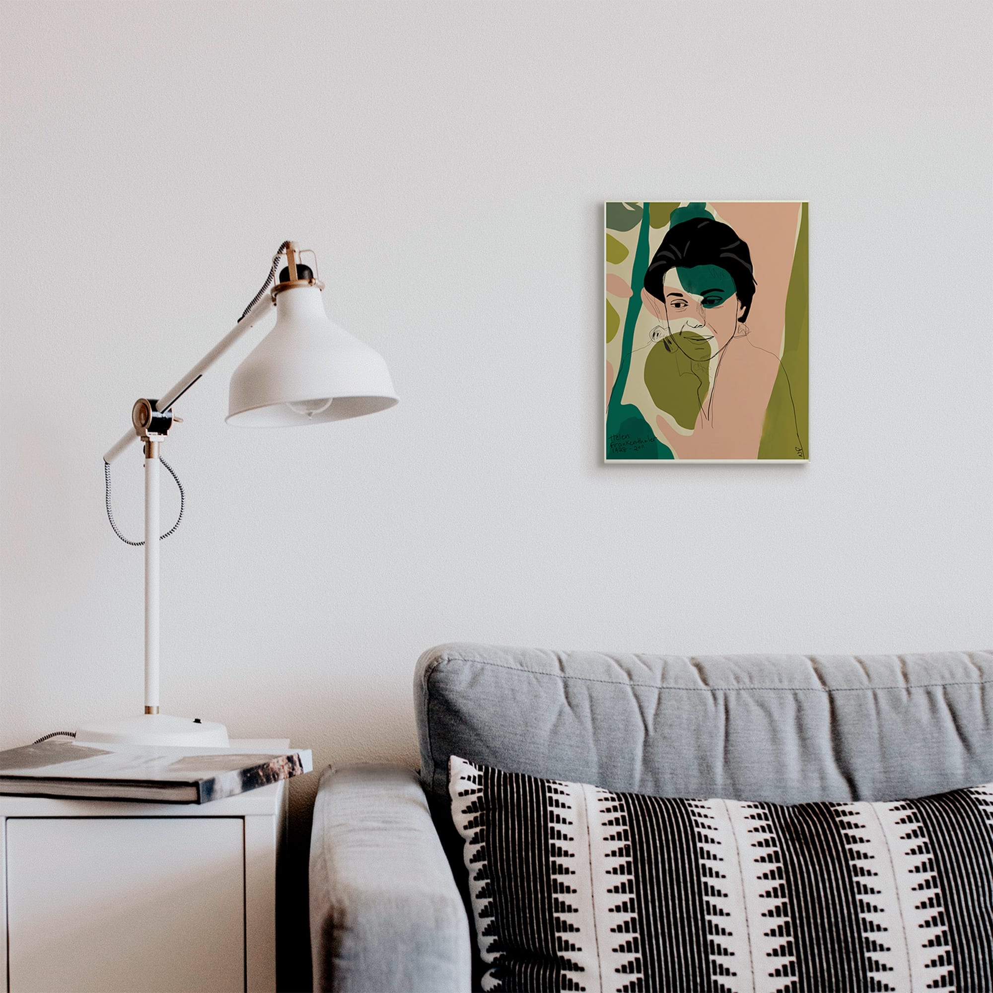 Stupell Industries Frankenthaler Painter Portrait Abstract Green Shapes Wall Plaque