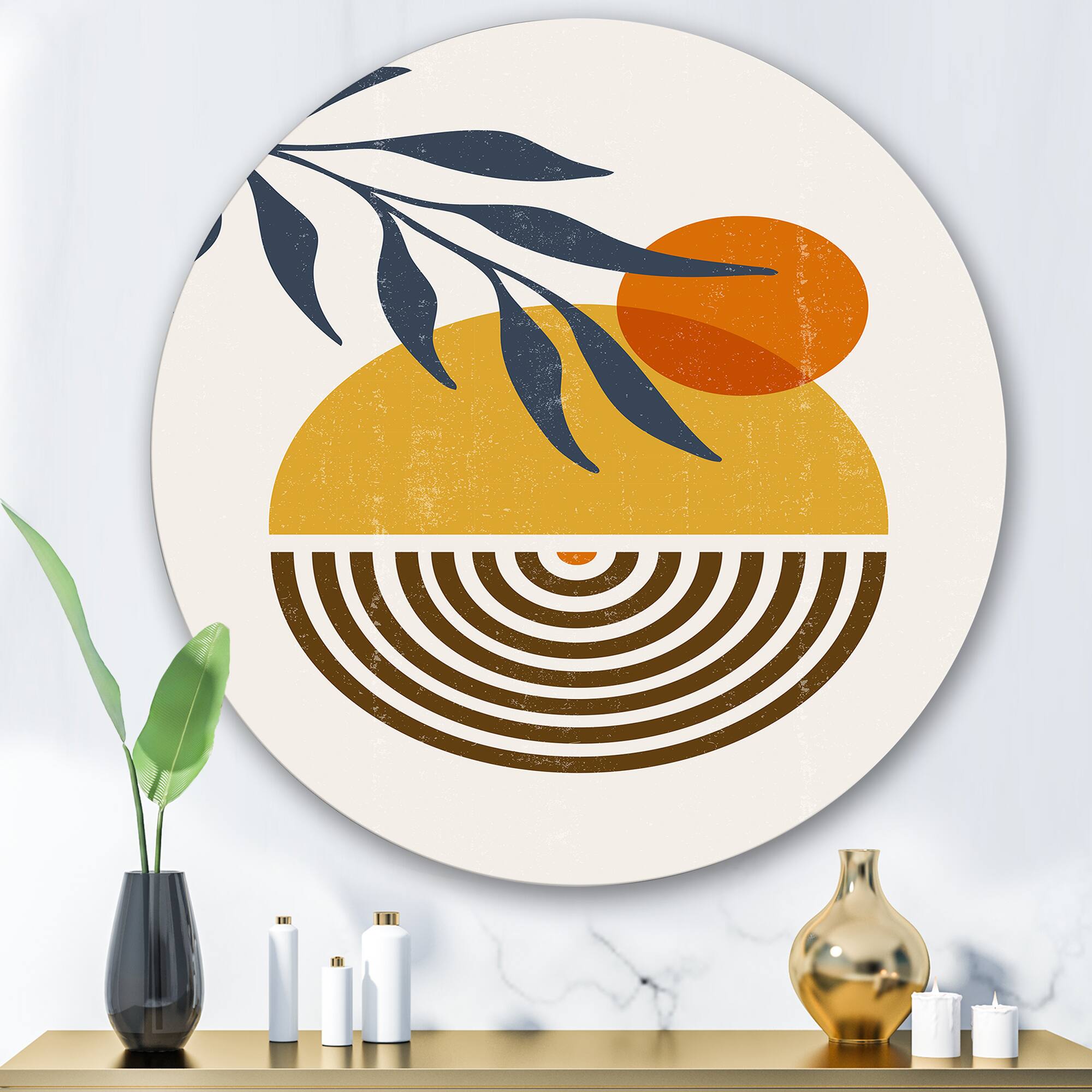 Designart - Botanical Minimalist Leaf With Abstract Shapes IV