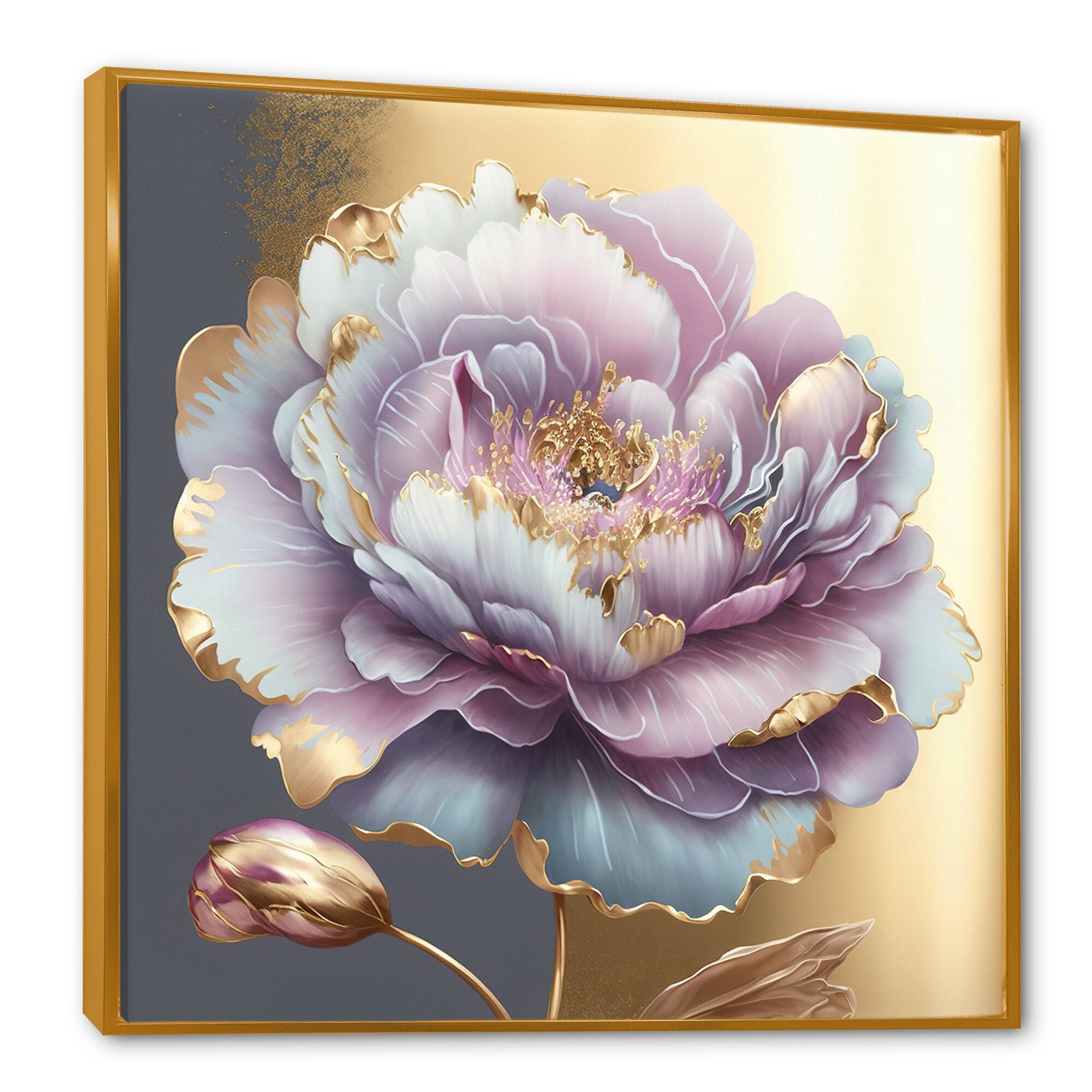 Designart 'Purple Hue Single Flower I' Floral & Botanical Framed Canvas Wall Art
