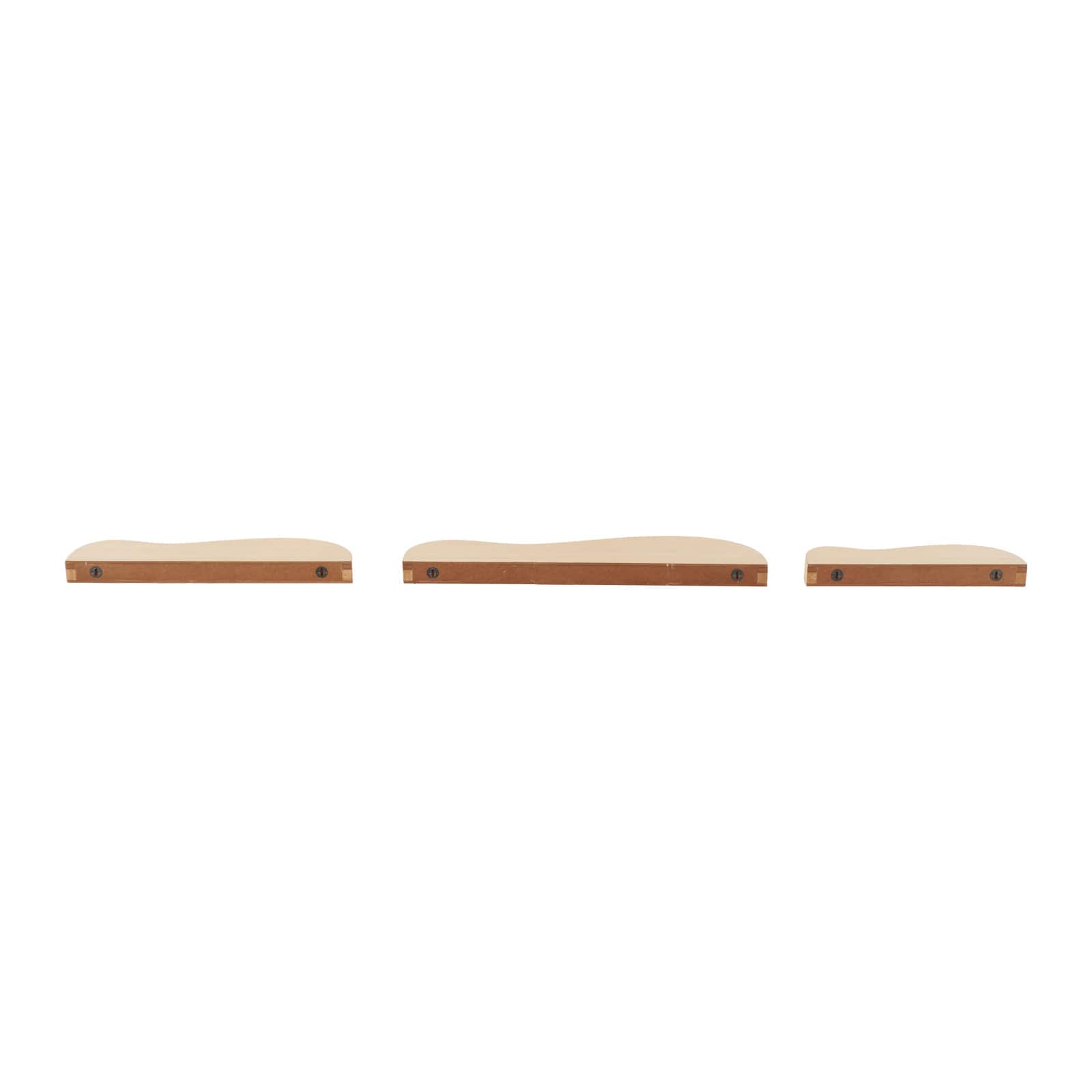 Light Brown Wood Handmade Wall Shelf Set 