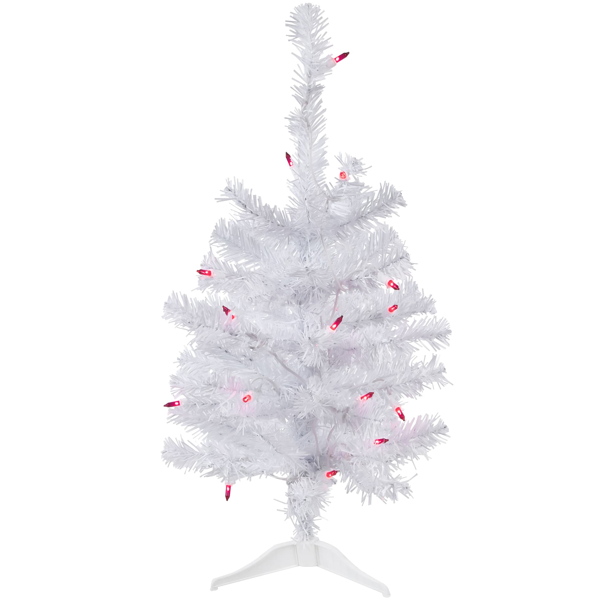 Northlight Woodbury White Slim Artificial Pink Lights 2 Foot Pre-Lit Pine Christmas Tree, One Size, White