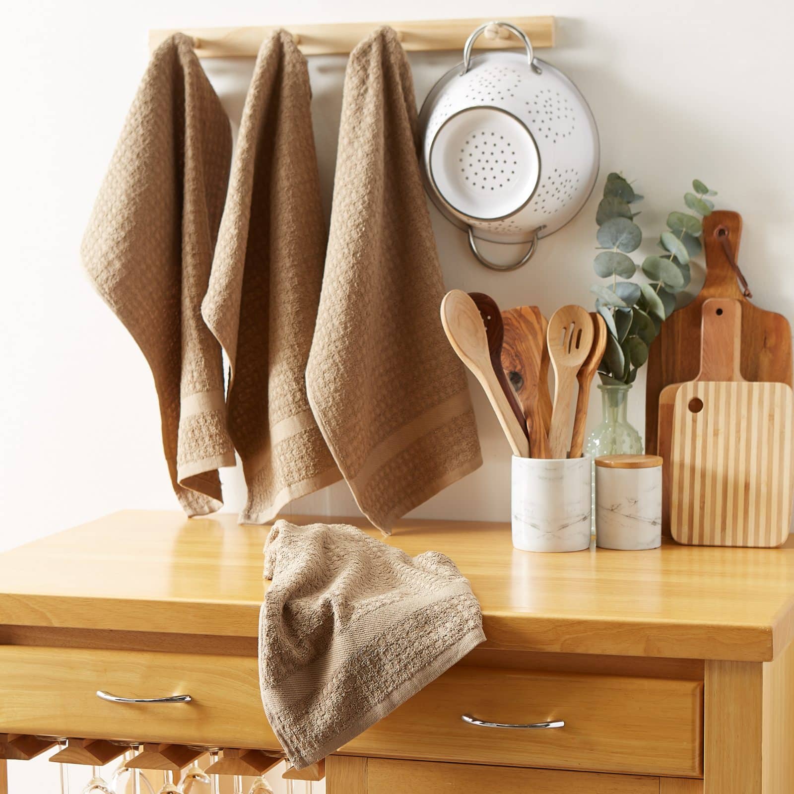 DII® Solid Stone Waffle Terry Dishtowels, 4ct.