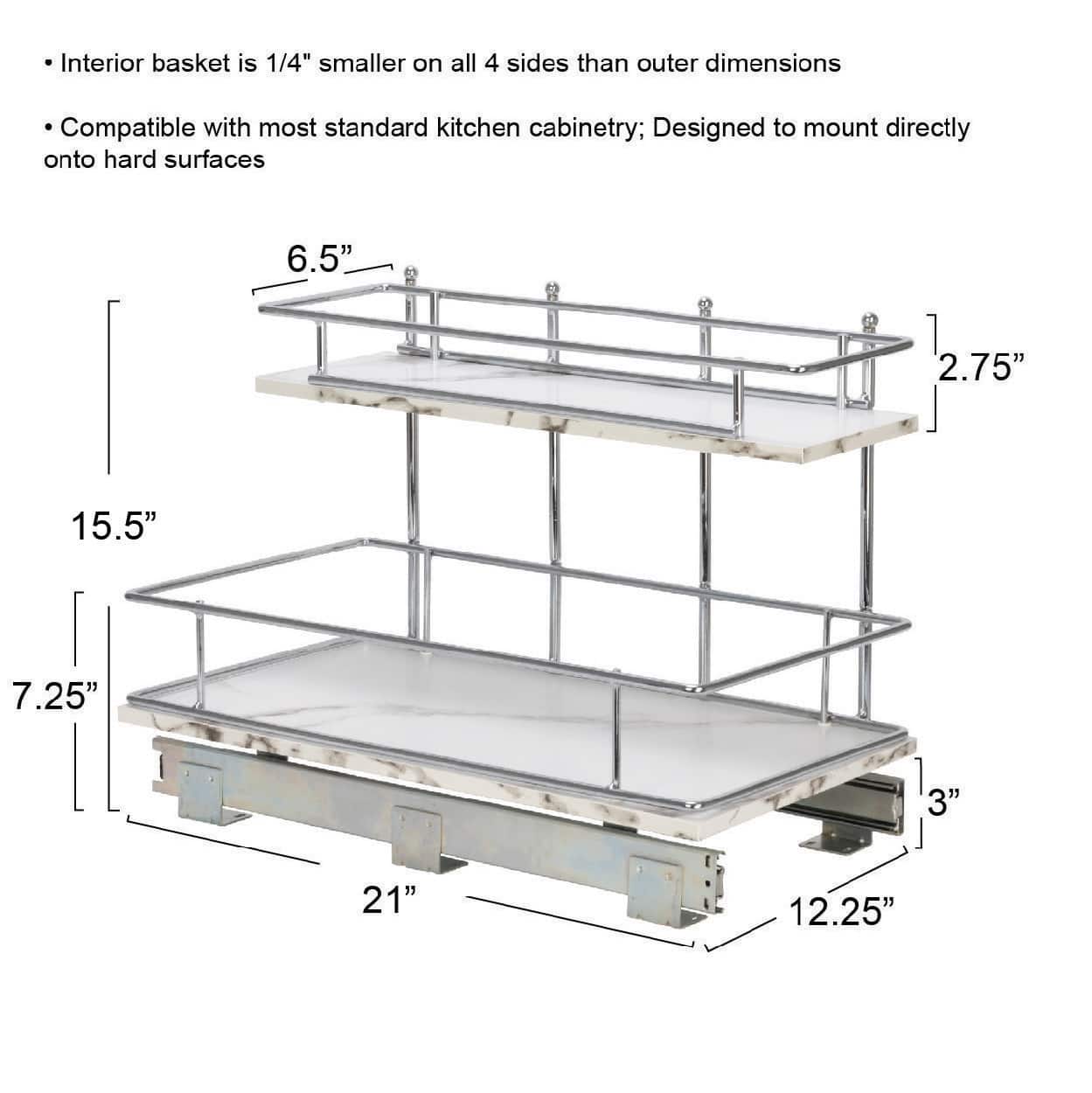 Household Essentials Glidez Marble 2-Tier Cabinet Organizer