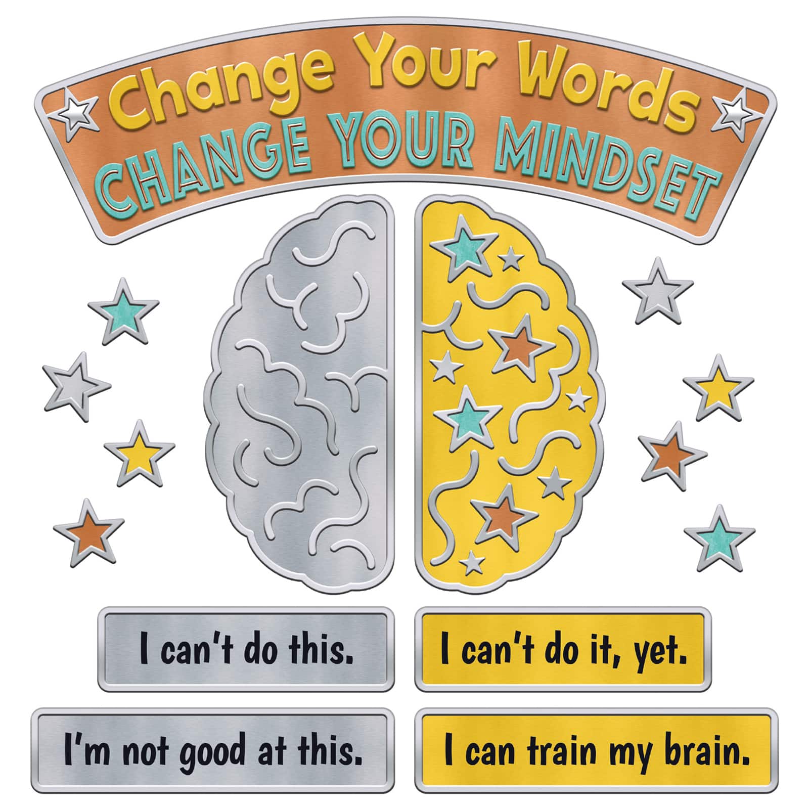Trend Enterprises® I Heart Metal Mindset Bulletin Board Set