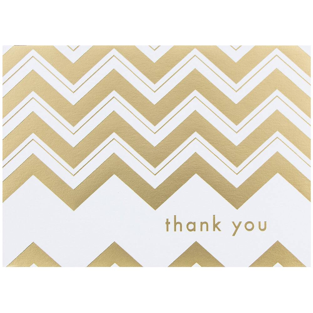 JAM Paper 3.5" x 4.875" Gold Chevron Stripe Thank You Cards & Envelopes, 10ct.