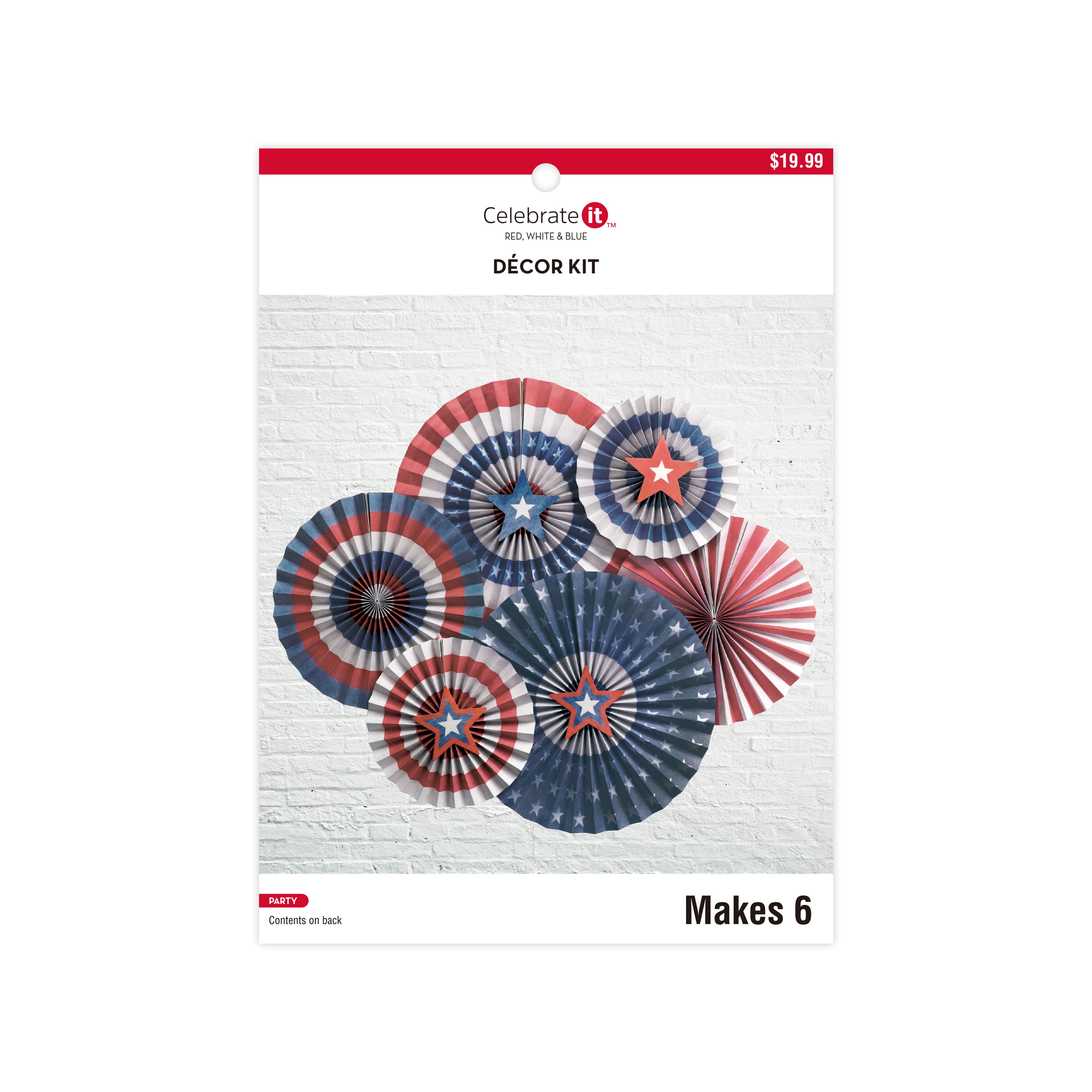 Red, White & Blue Paper Fans Décor Kit by Celebrate It™