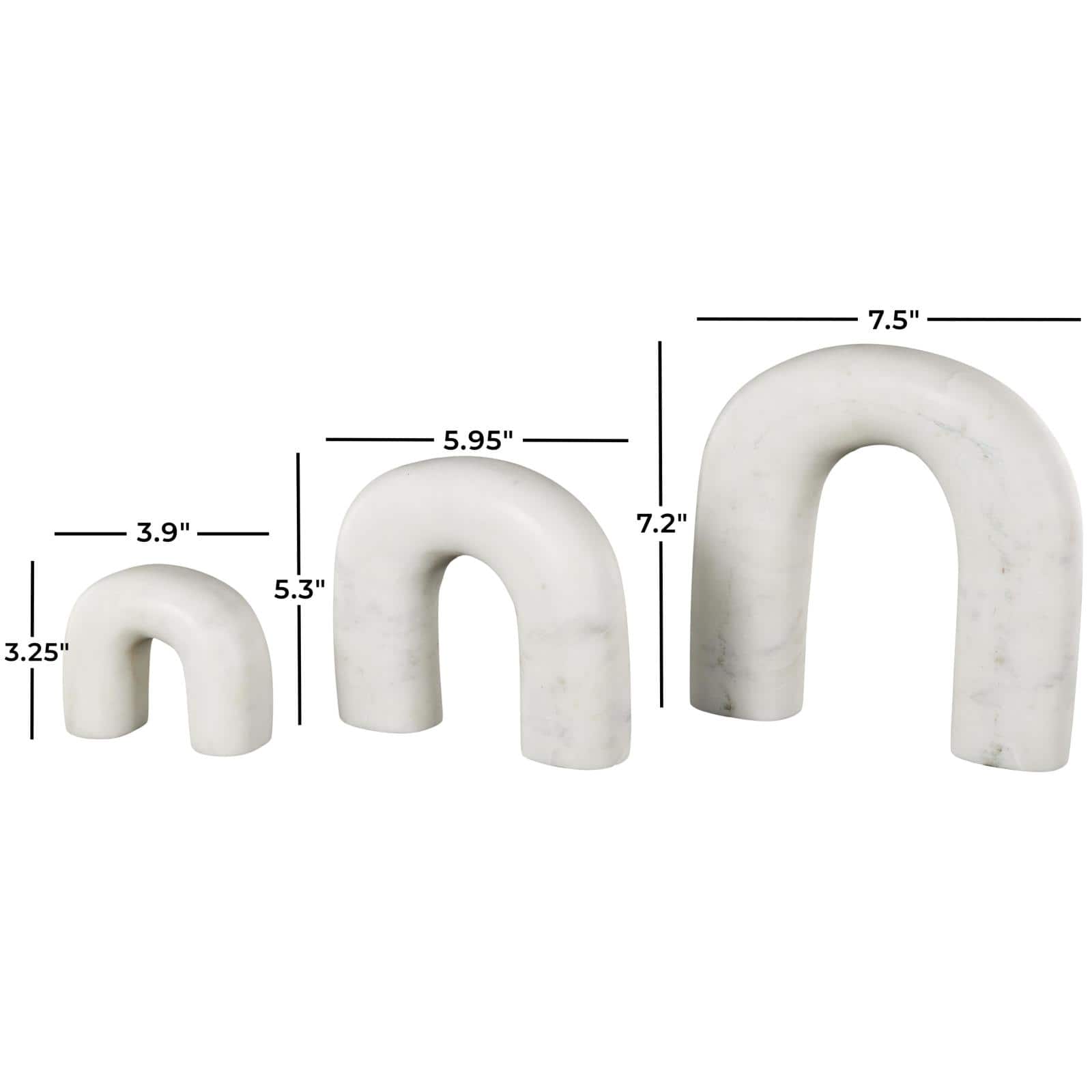 White Marble Abstract Arched Sculptures, 3ct.