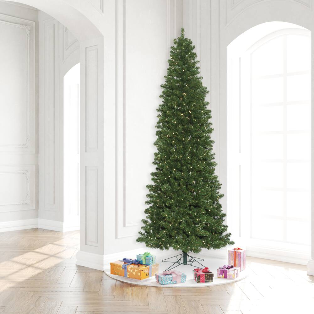 8.5ft. Pre-Lit Slim Oregon Fir Artificial Christmas Tree, Warm White LED Lights