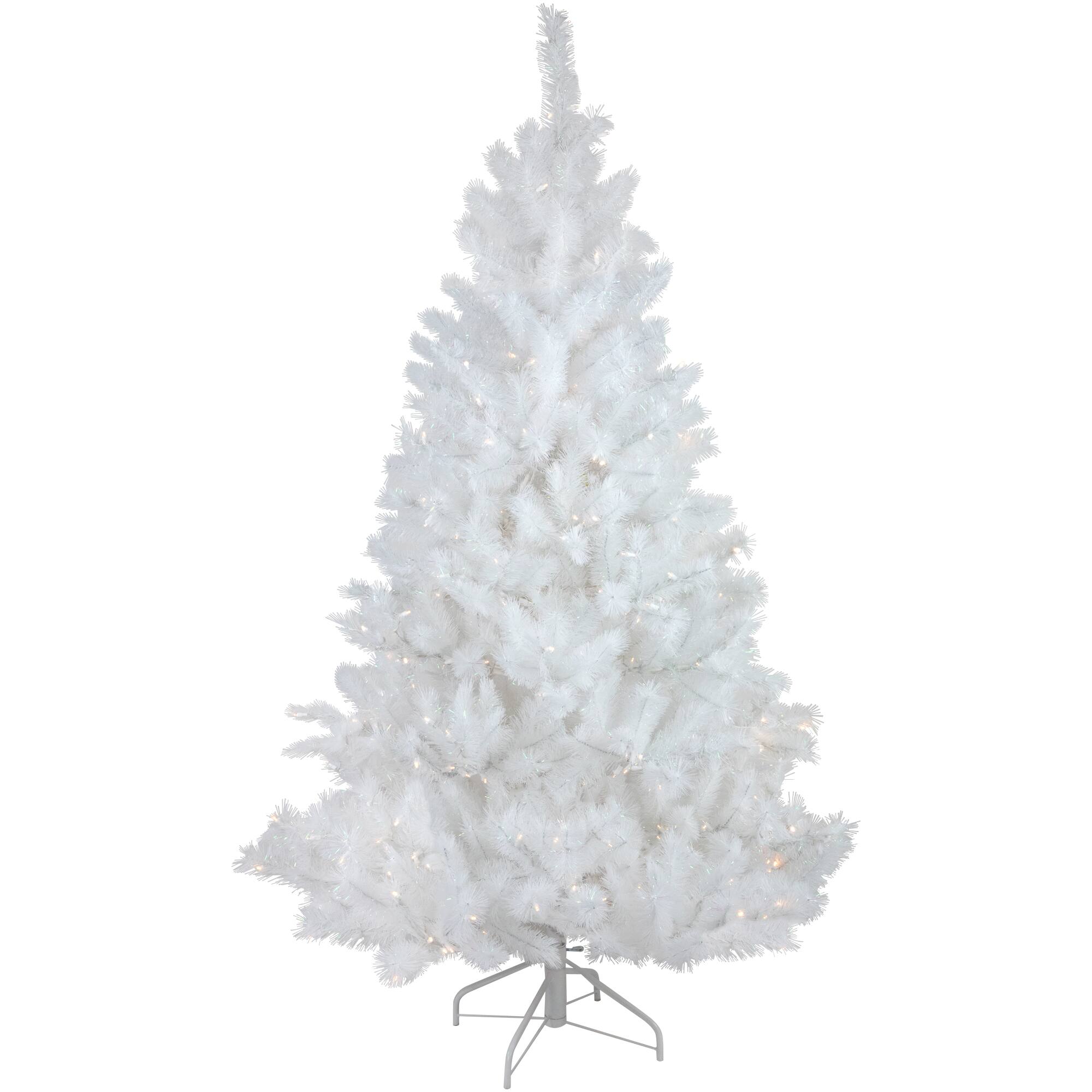 6.5ft. Pre-Lit White Alaskan Pine Artificial Christmas Tree, Warm White LED Lights