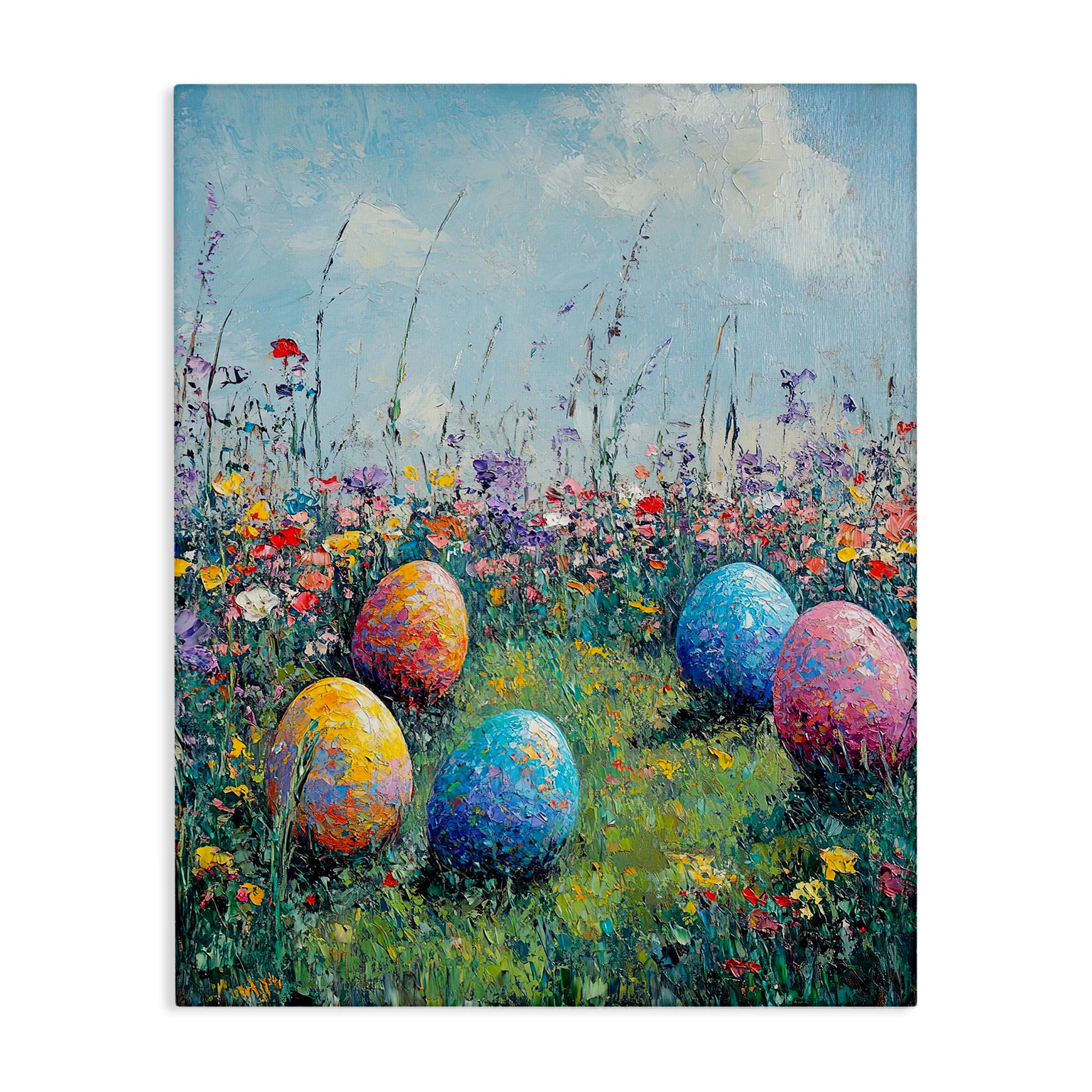 Stupell Industries Vibrant Egg Hunt Scene Canvas Wall Art