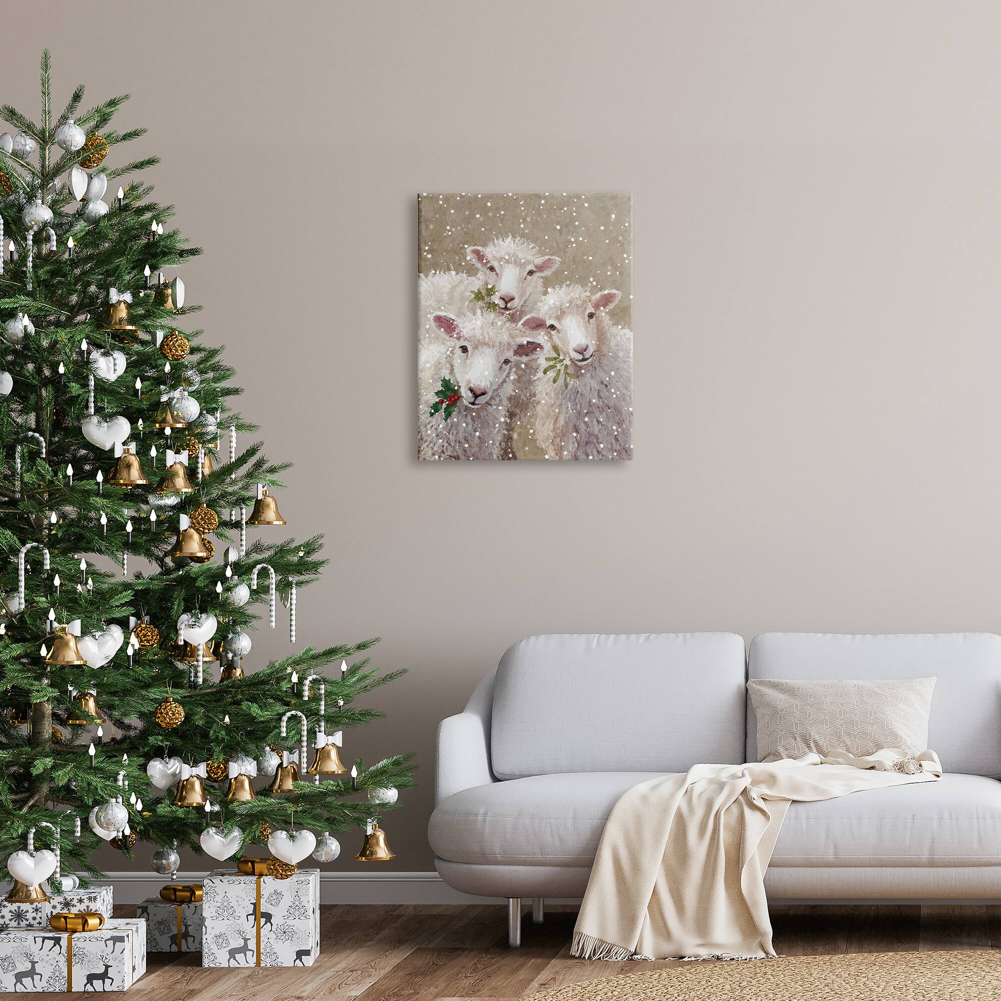 Stupell Industries Winter Sheep Trio Farm Animals Canvas Wall Art