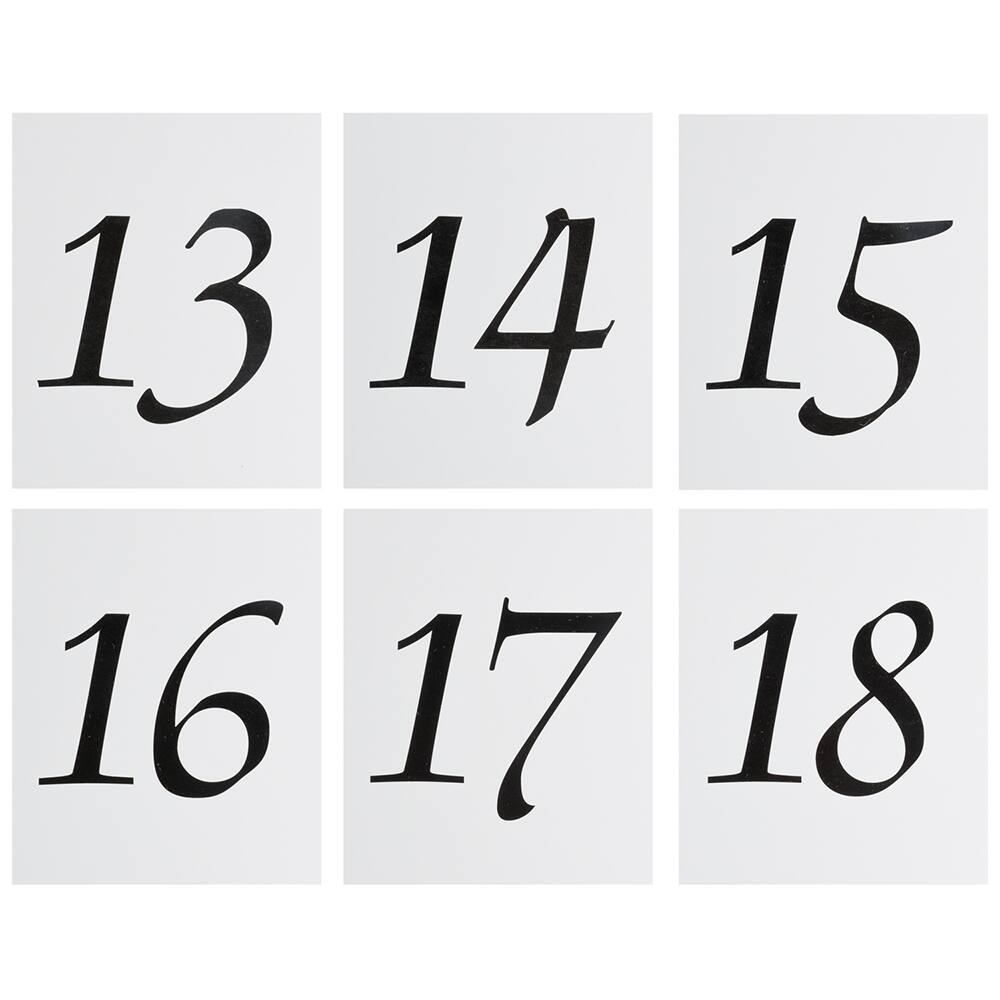 JAM Paper 4" x 5" White with Black Calligraphy Font 13-24 Table Number Tent Cards, 2 Packs of 12